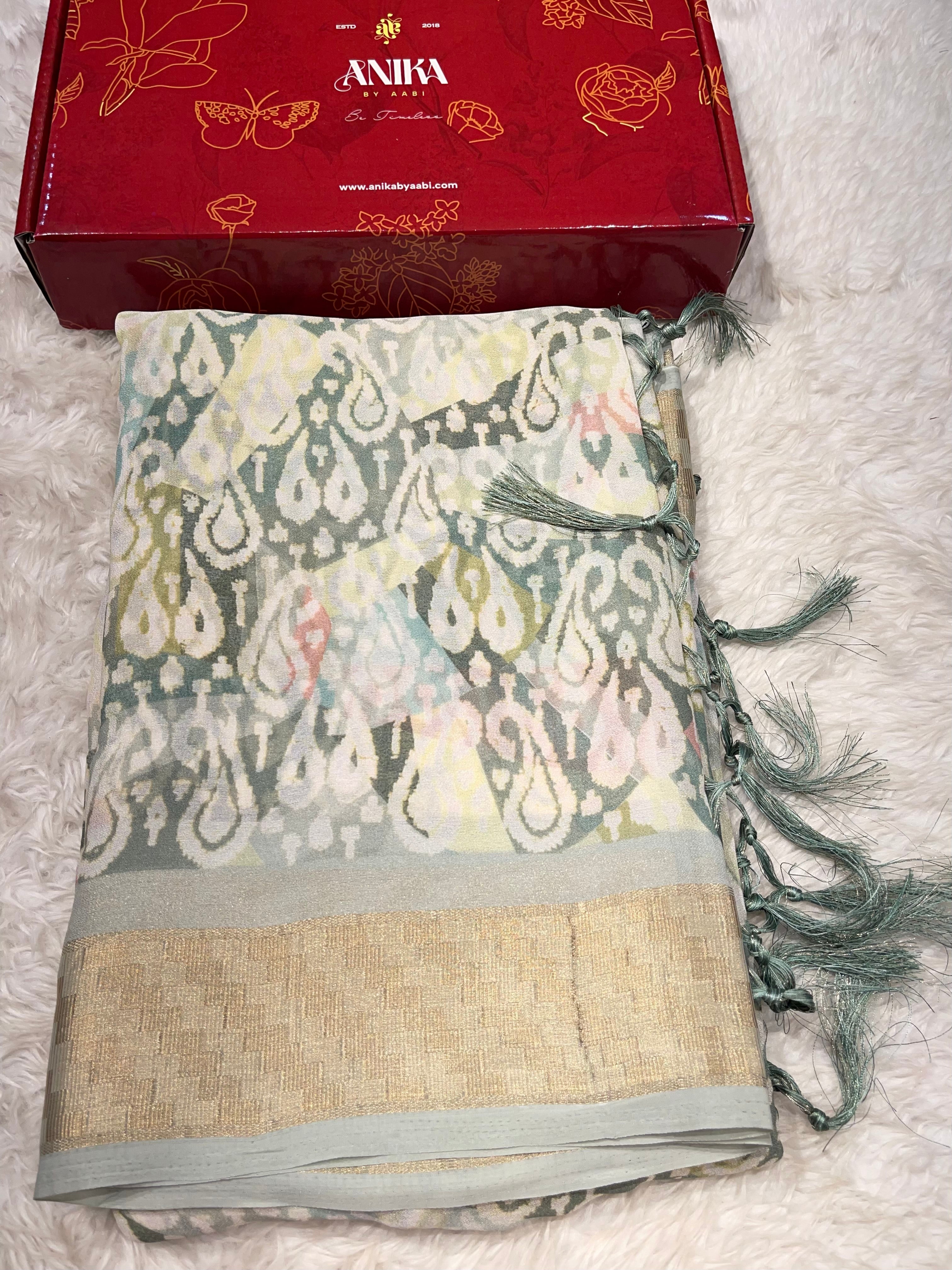Parni-soft chinon jute saree-PC06