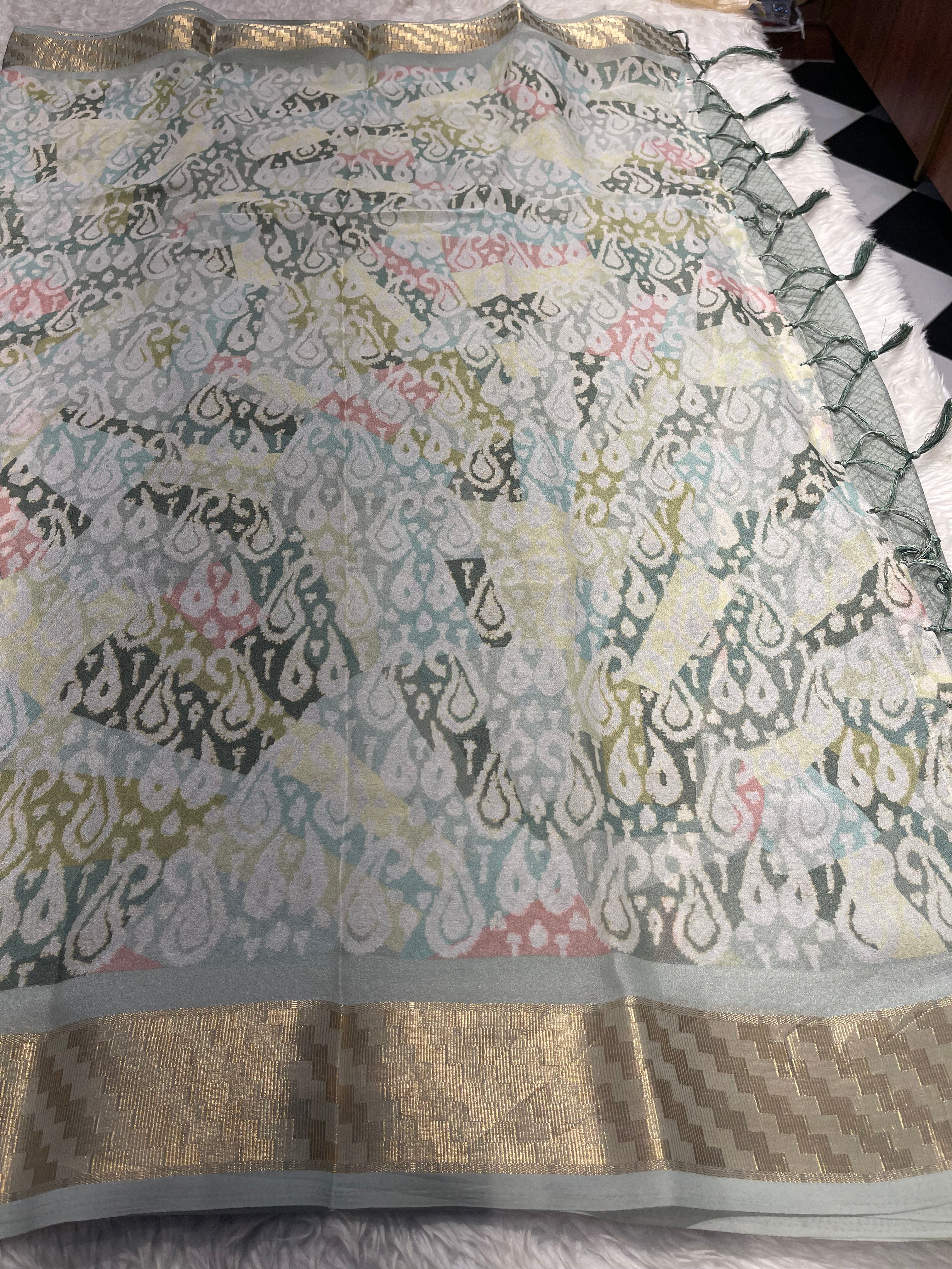 Parni-soft chinon jute saree-PC06