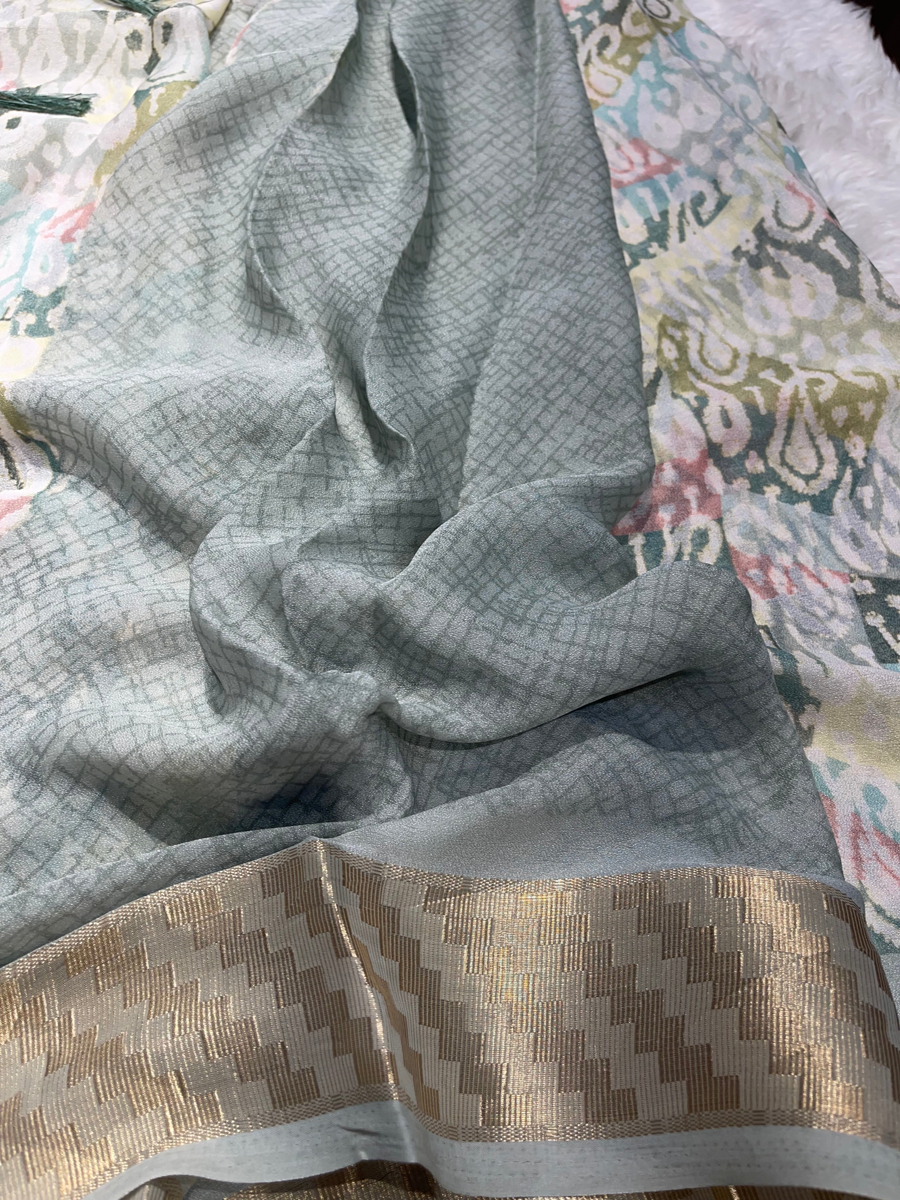 Parni-soft chinon jute saree-PC06