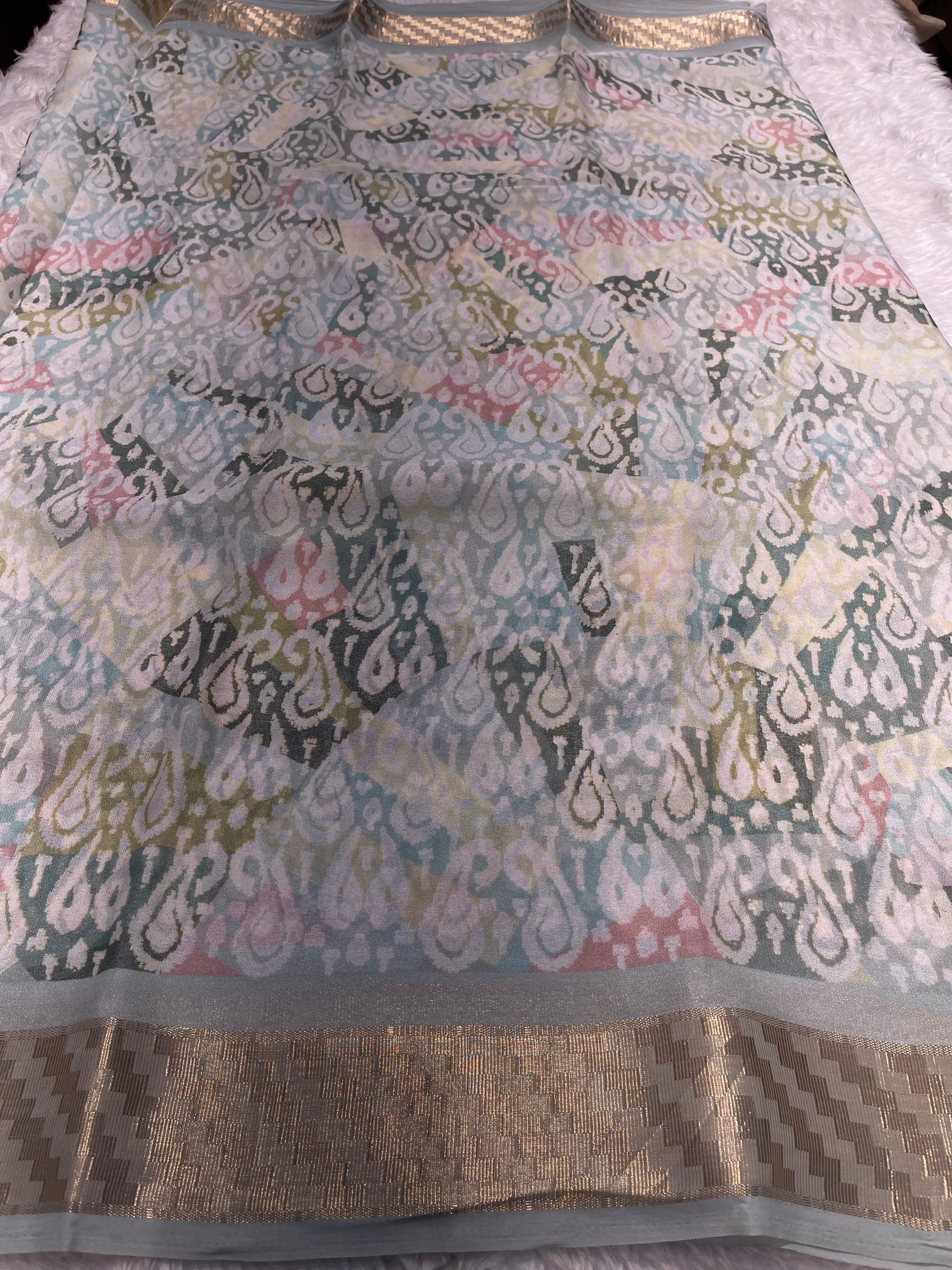 Parni-soft chinon jute saree-PC06