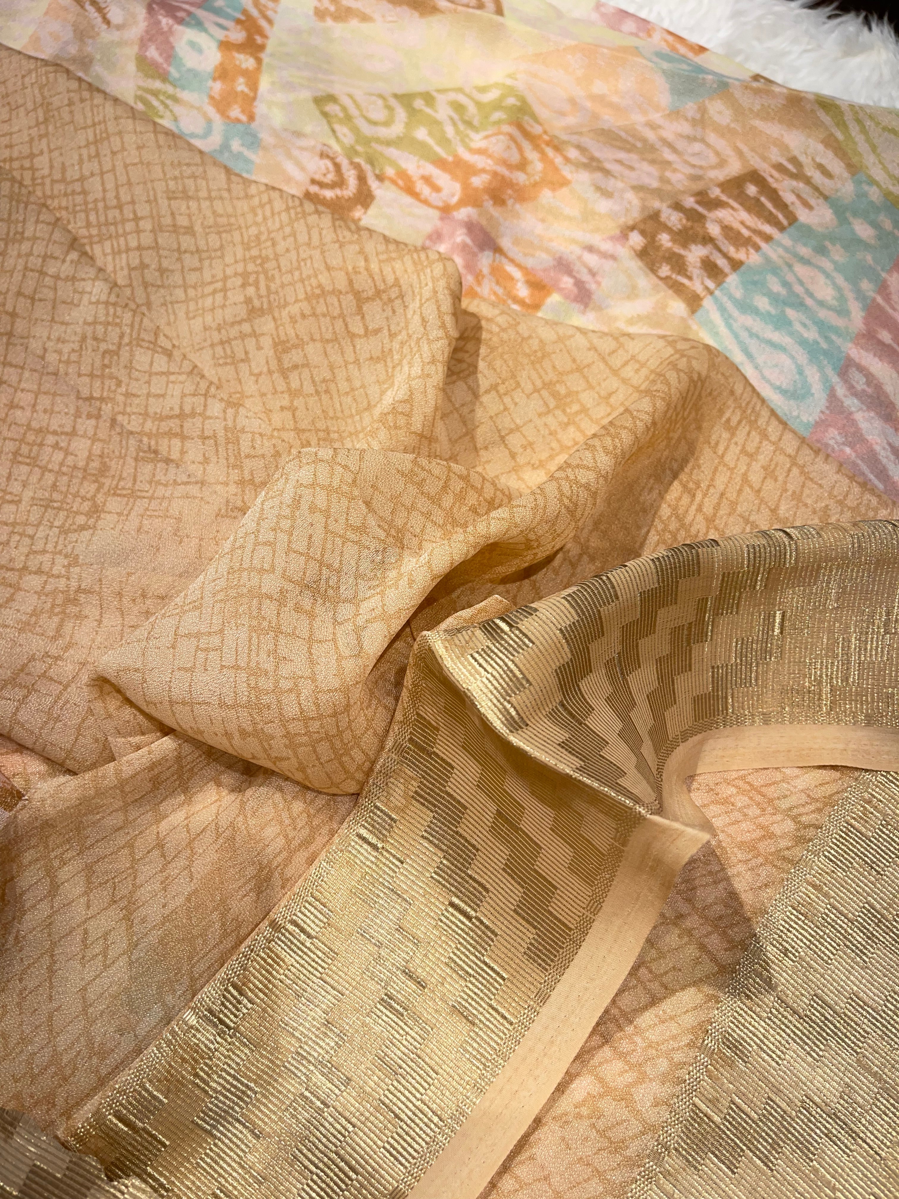 Parni-soft chinon jute saree-PC05