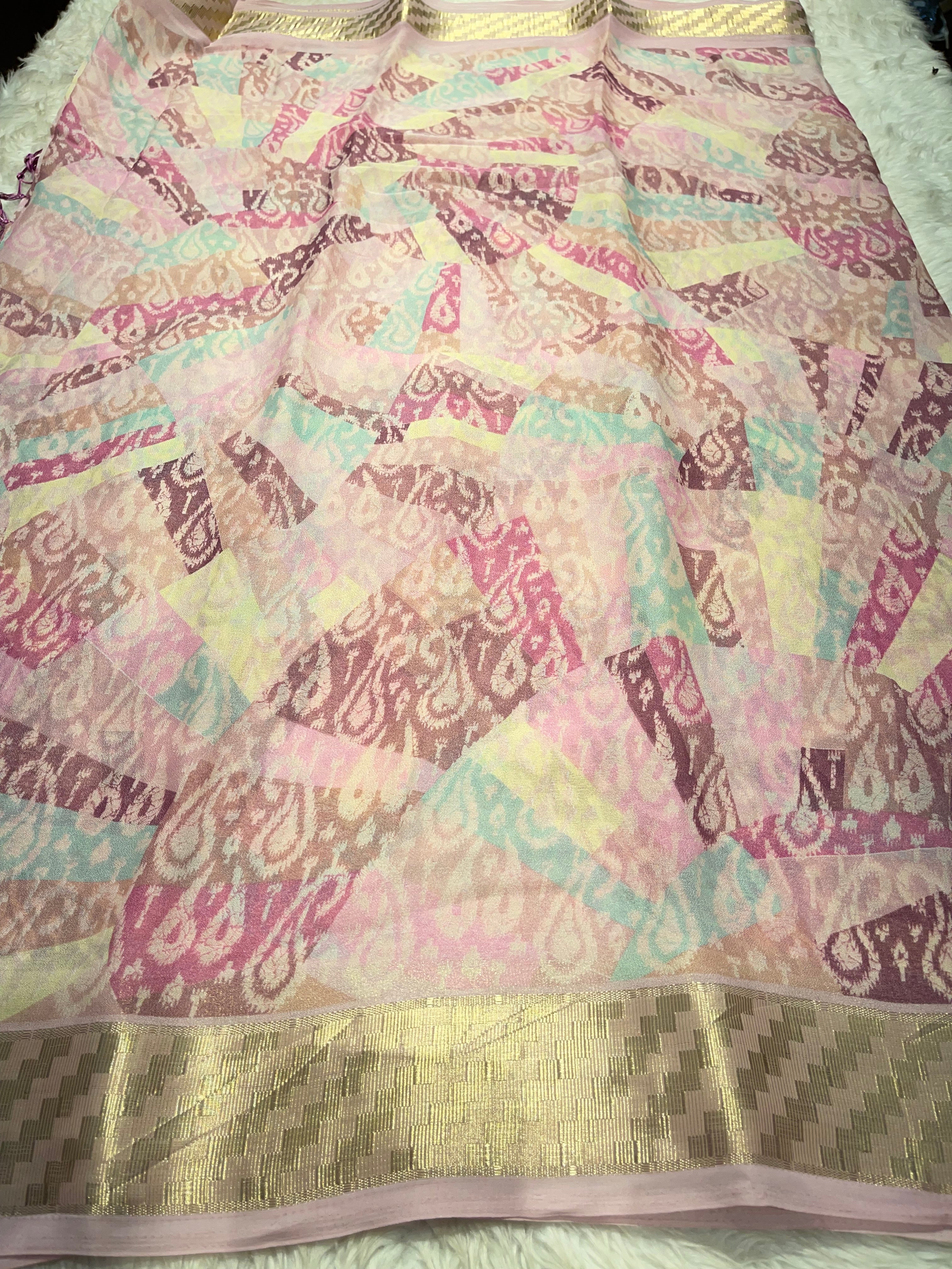 Parni-soft chinon jute saree-PC04