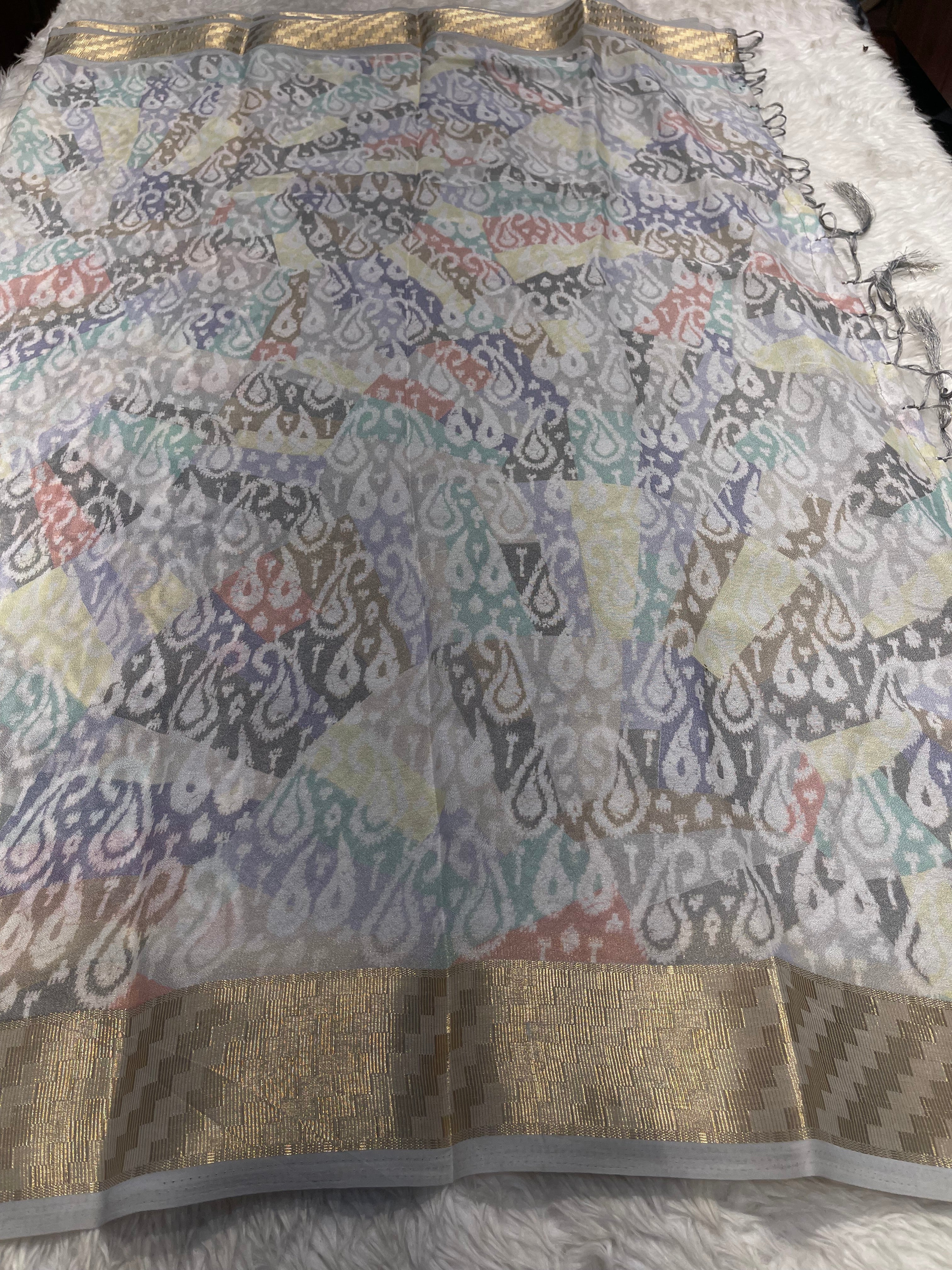 Parni-soft chinon jute saree-PC03