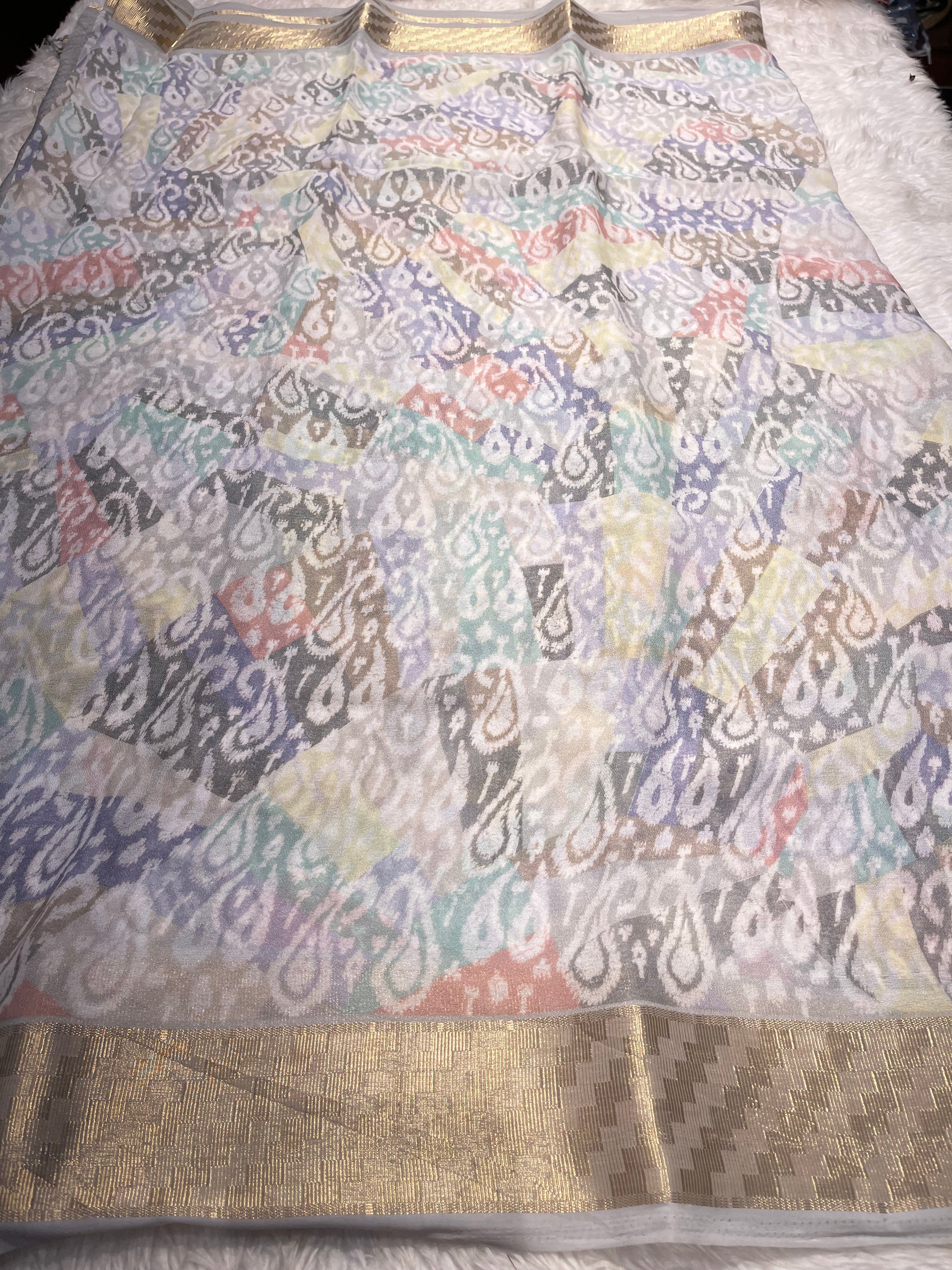 Parni-soft chinon jute saree-PC03