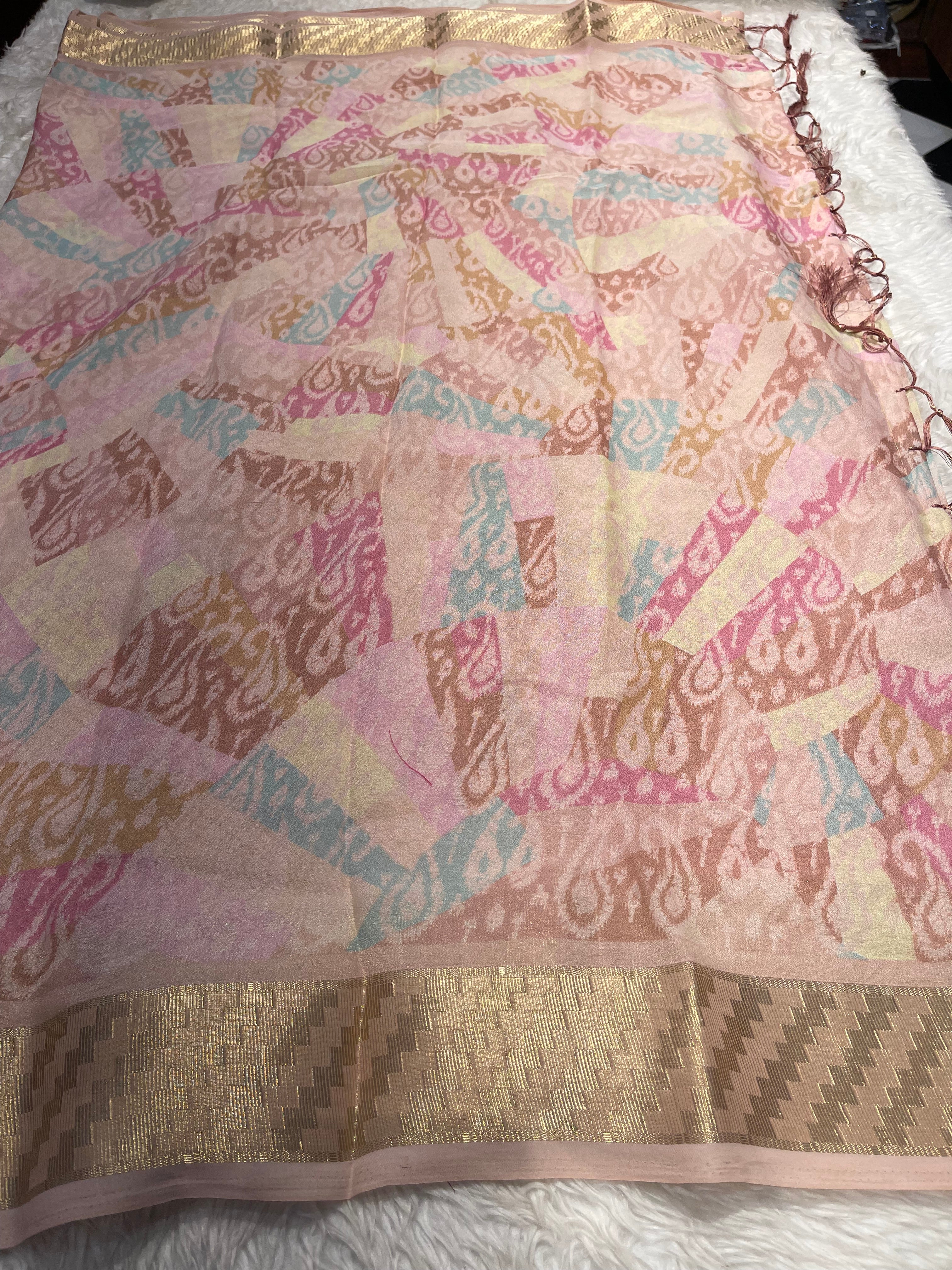 Parni-soft chinon jute saree-PC01