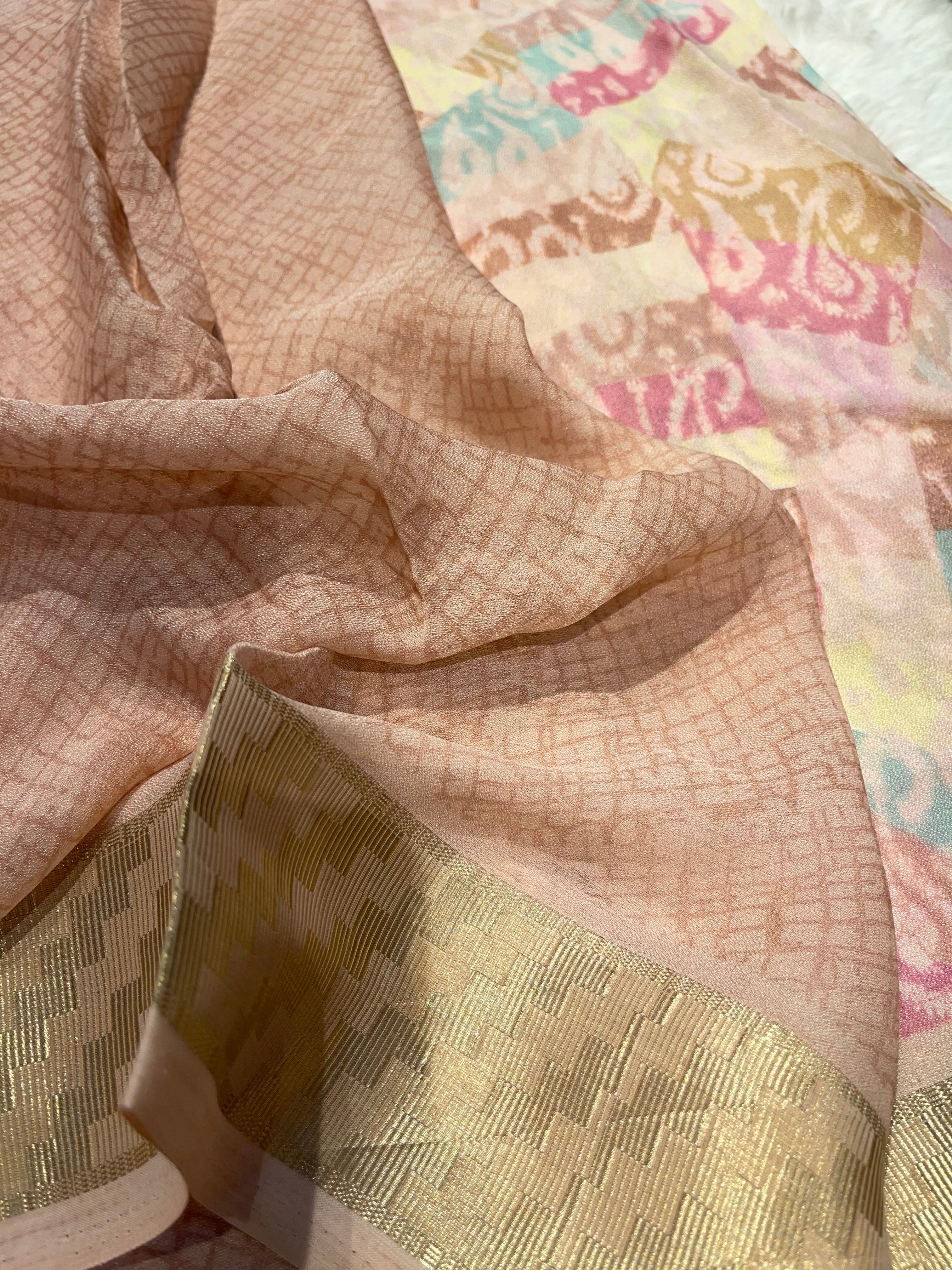 Parni-soft chinon jute saree-PC01