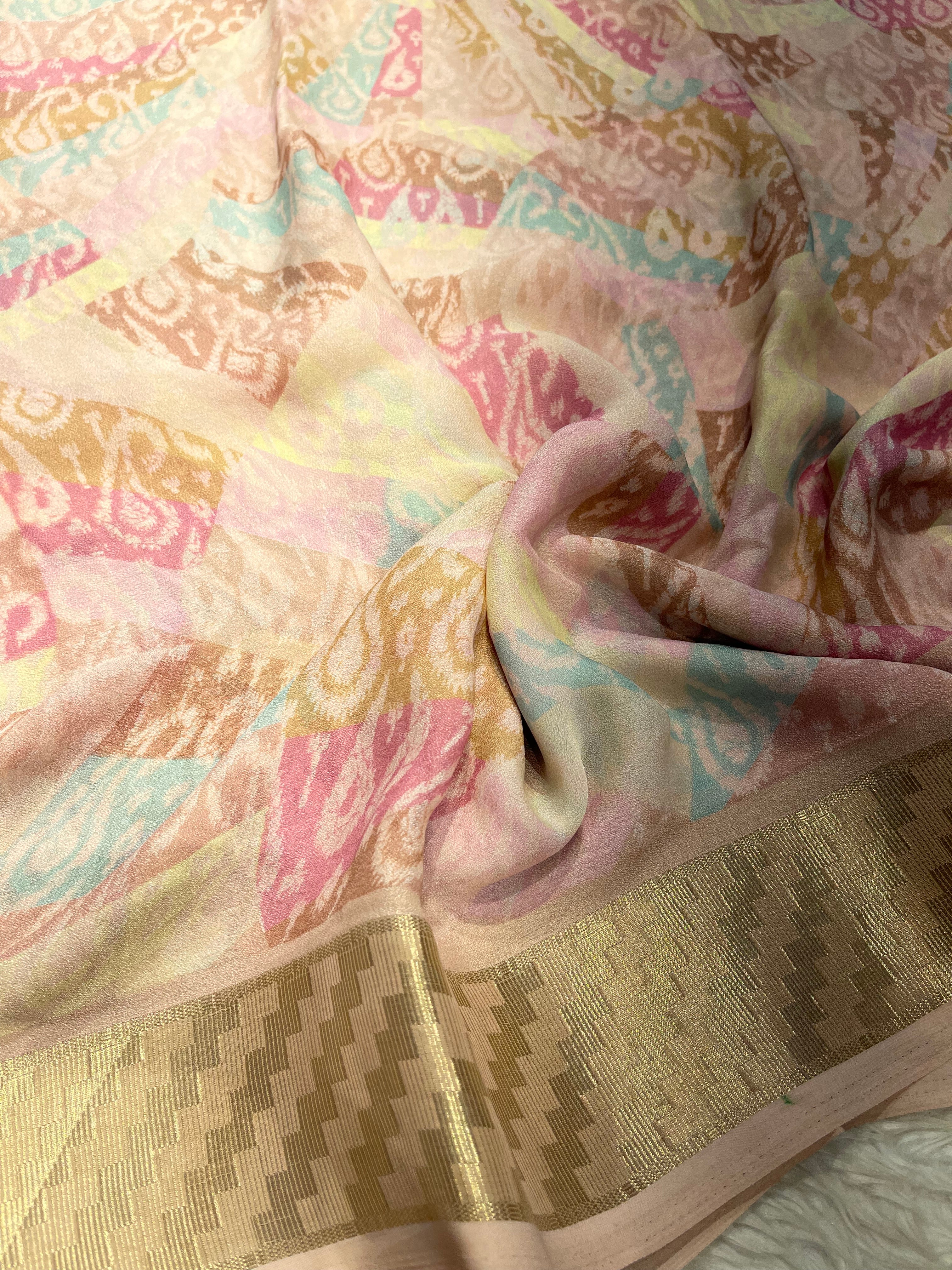 Parni-soft chinon jute saree-PC01