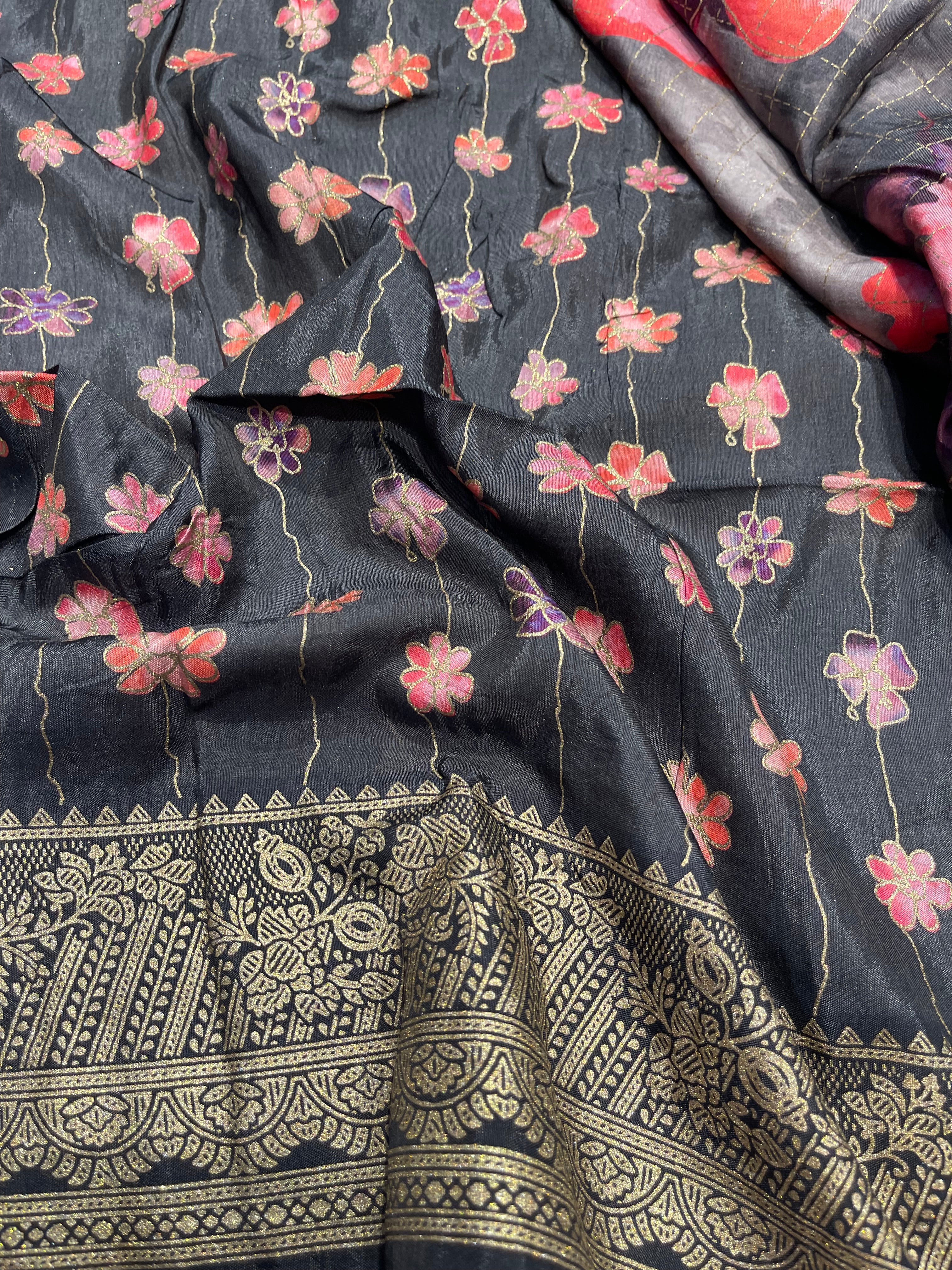 Anika's Semi Tussar Flora Saree-01