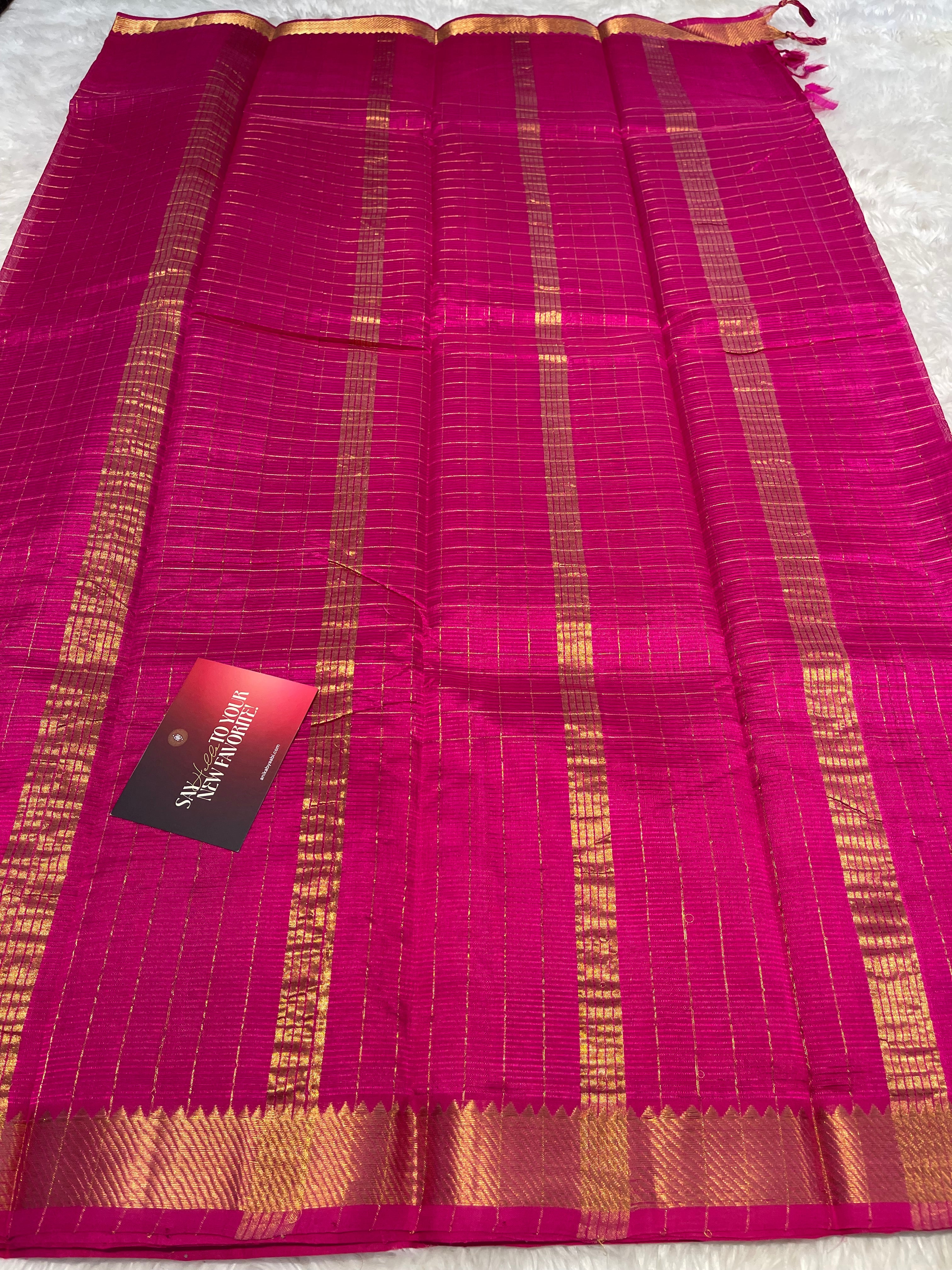 Anika's Handloom Mangalagiri pure silk saree -pink