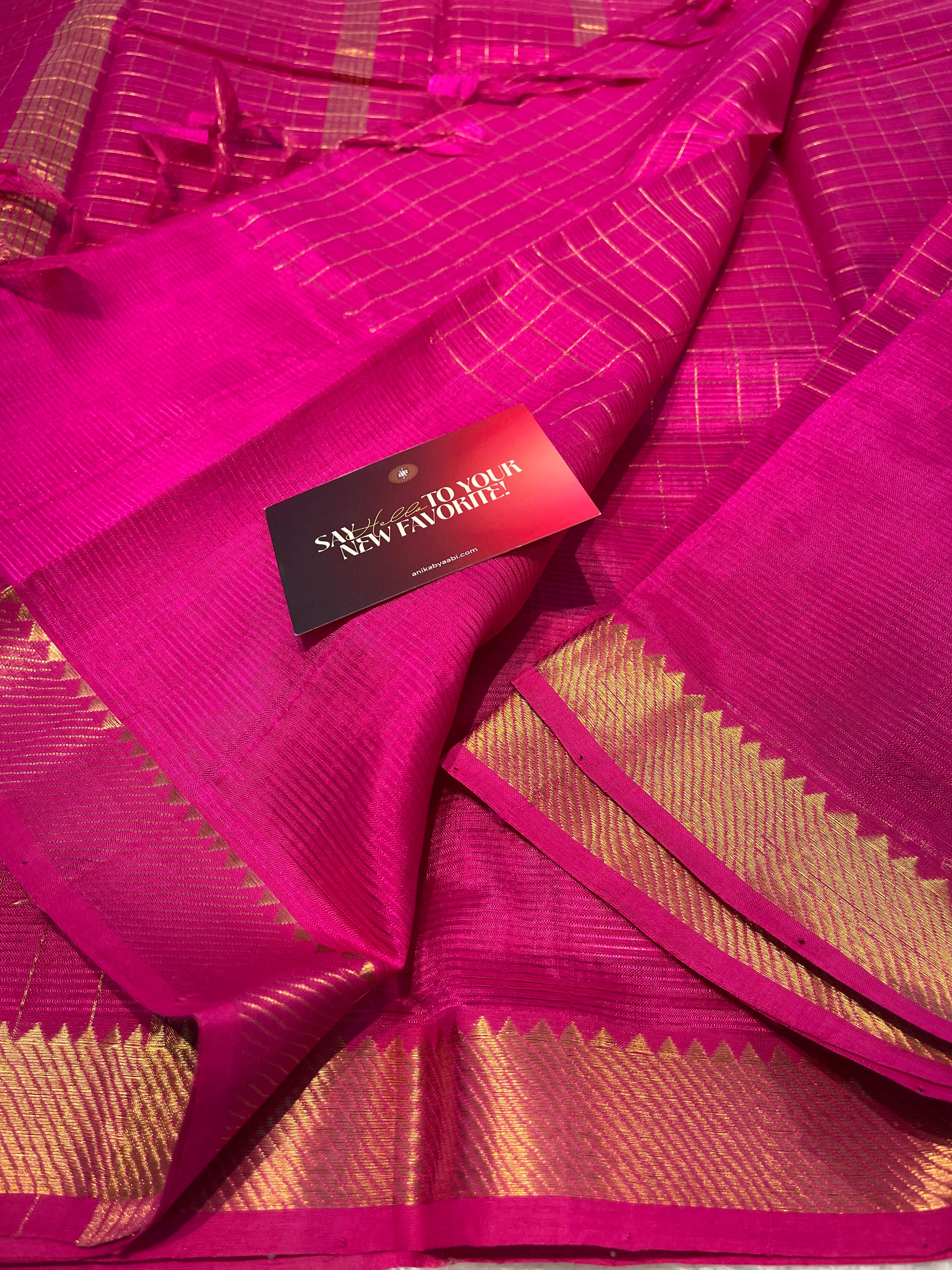 Anika's Handloom Mangalagiri pure silk saree -pink