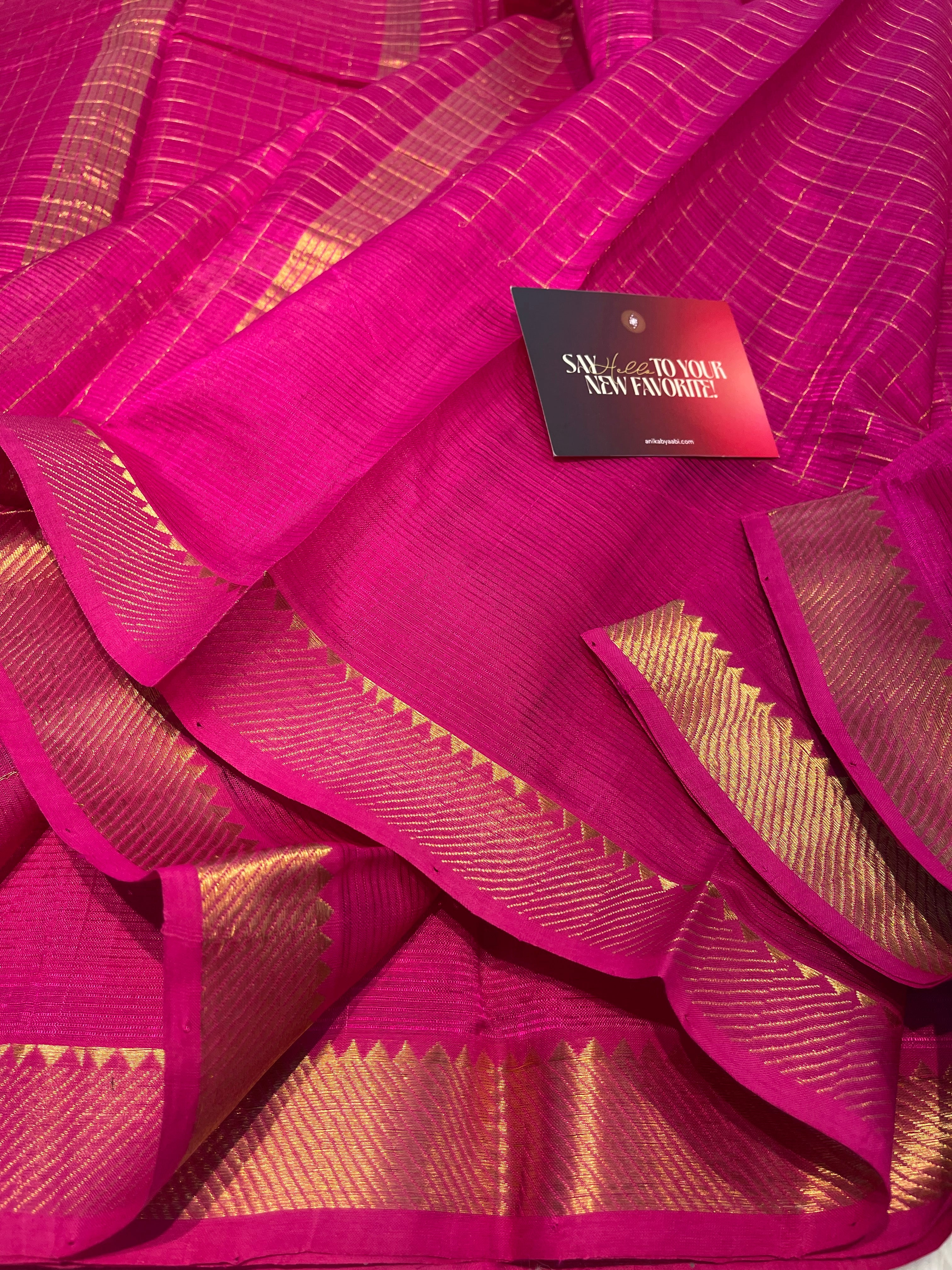 Anika's Handloom Mangalagiri pure silk saree -pink