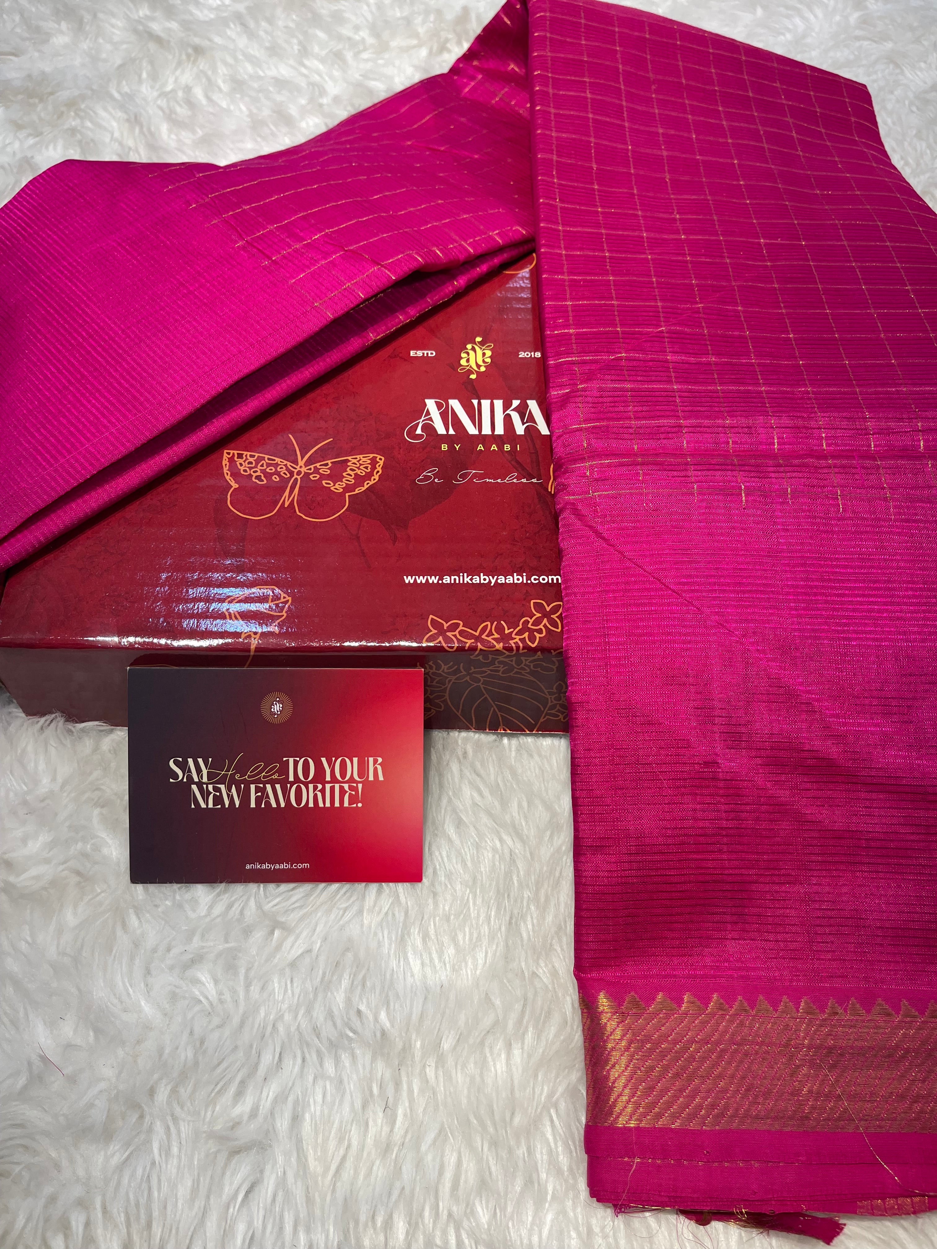 Anika's Handloom Mangalagiri pure silk saree -pink