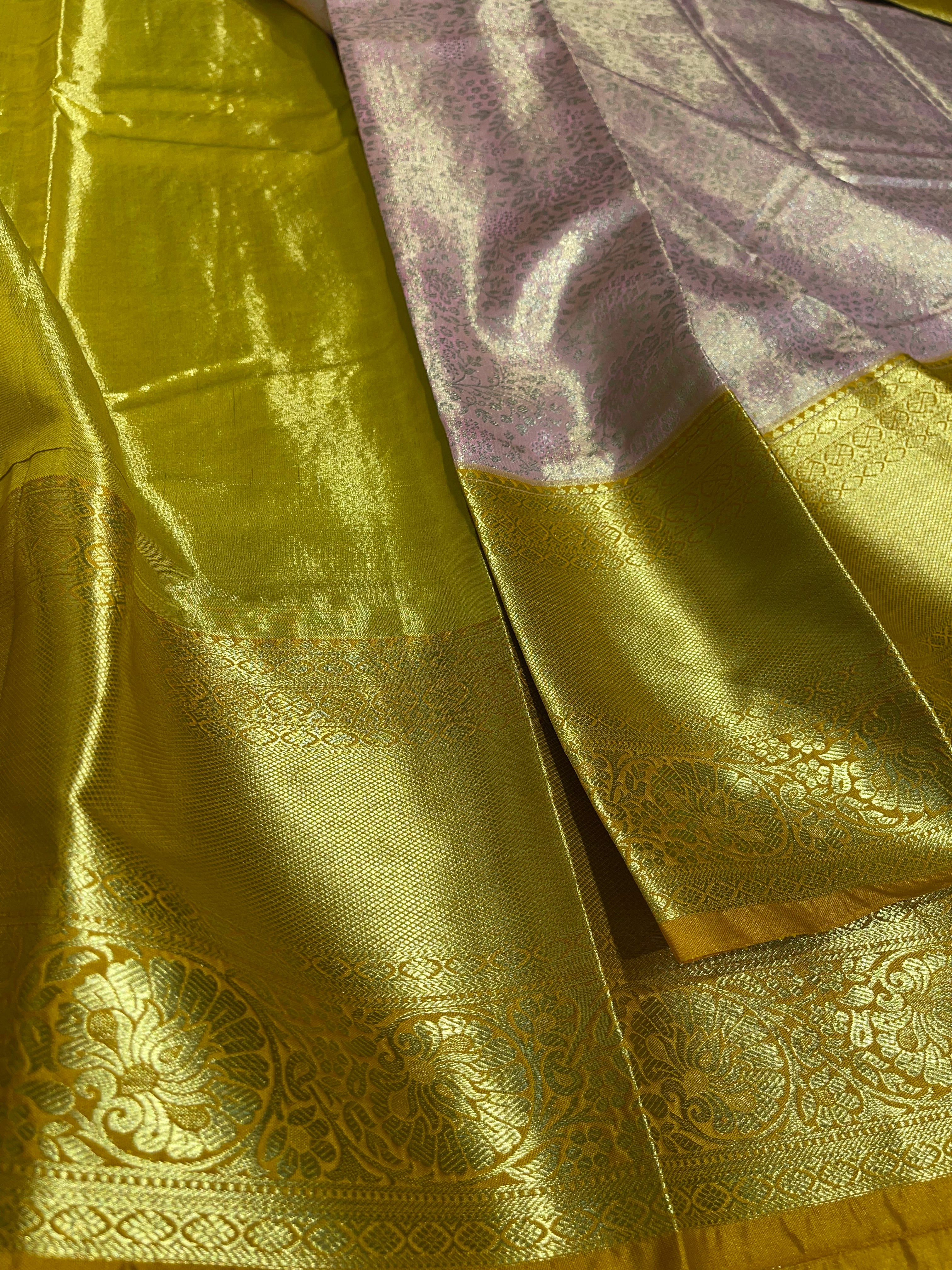 SWAYAMVARAM-BABYPIBK WITH YELLOW BROCADE SAREE