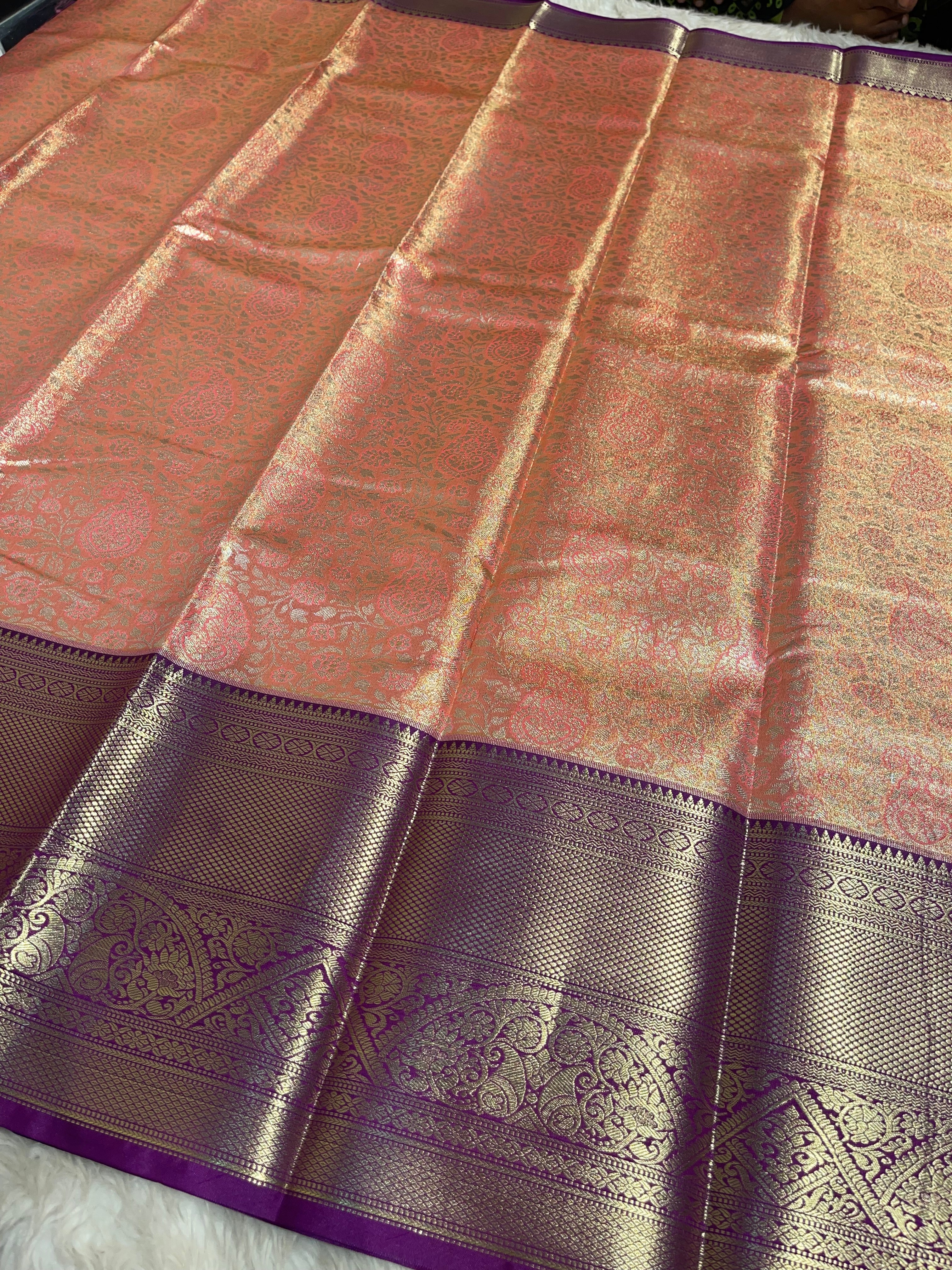 SWAYAMVARAM-PEACH WITH PURPLE SAREE