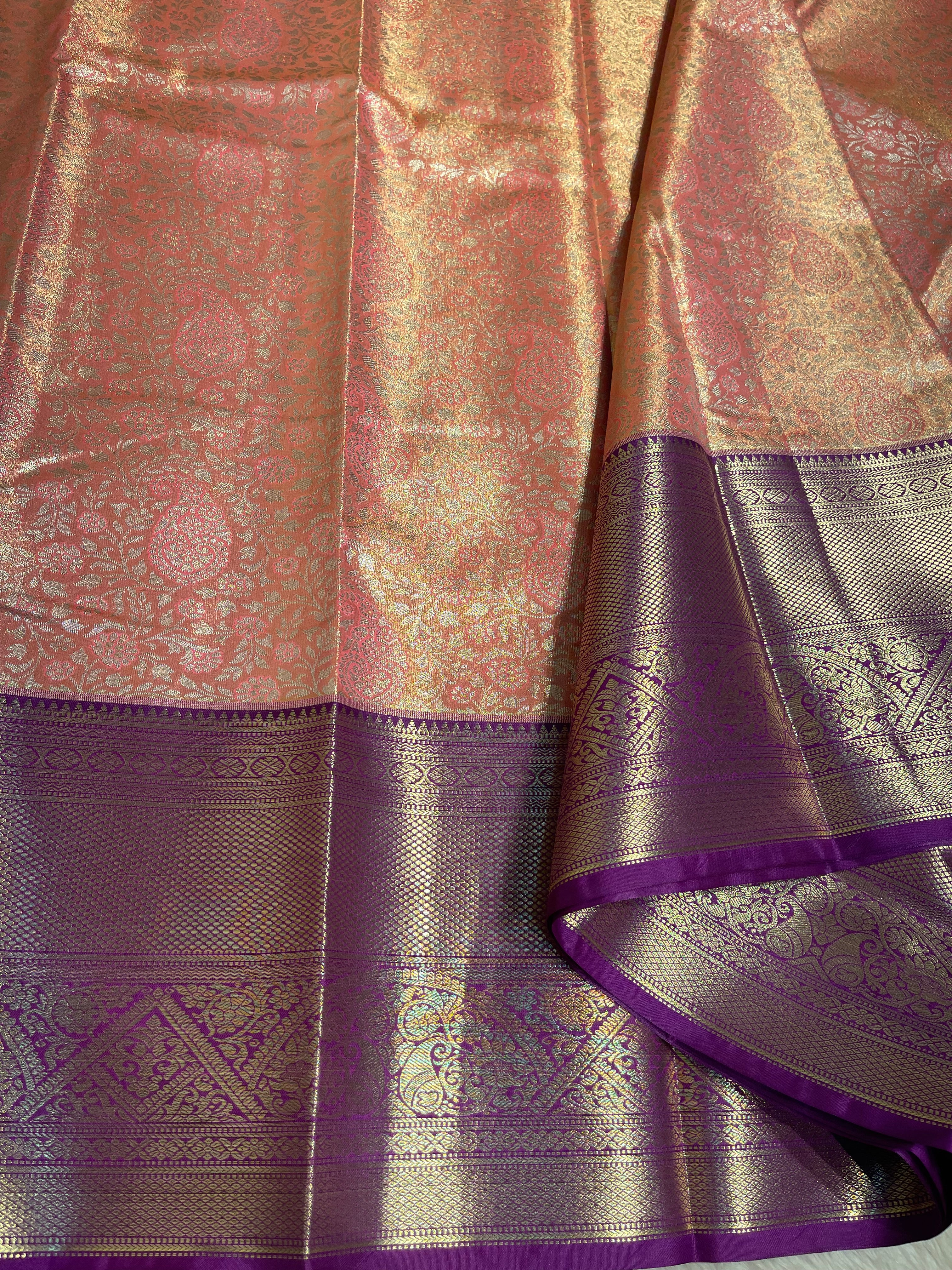 SWAYAMVARAM-PEACH WITH PURPLE SAREE