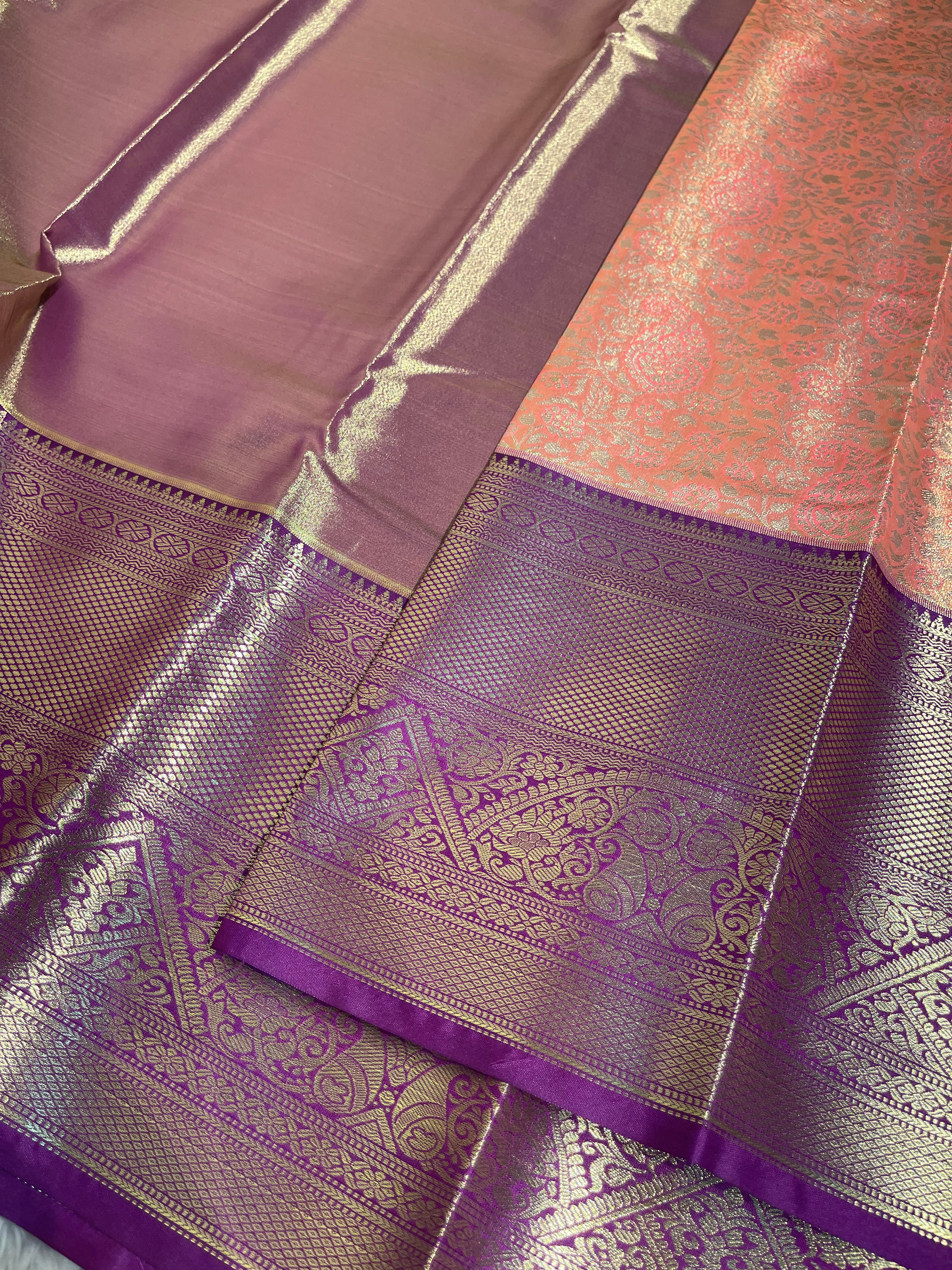 SWAYAMVARAM-PEACH WITH PURPLE SAREE
