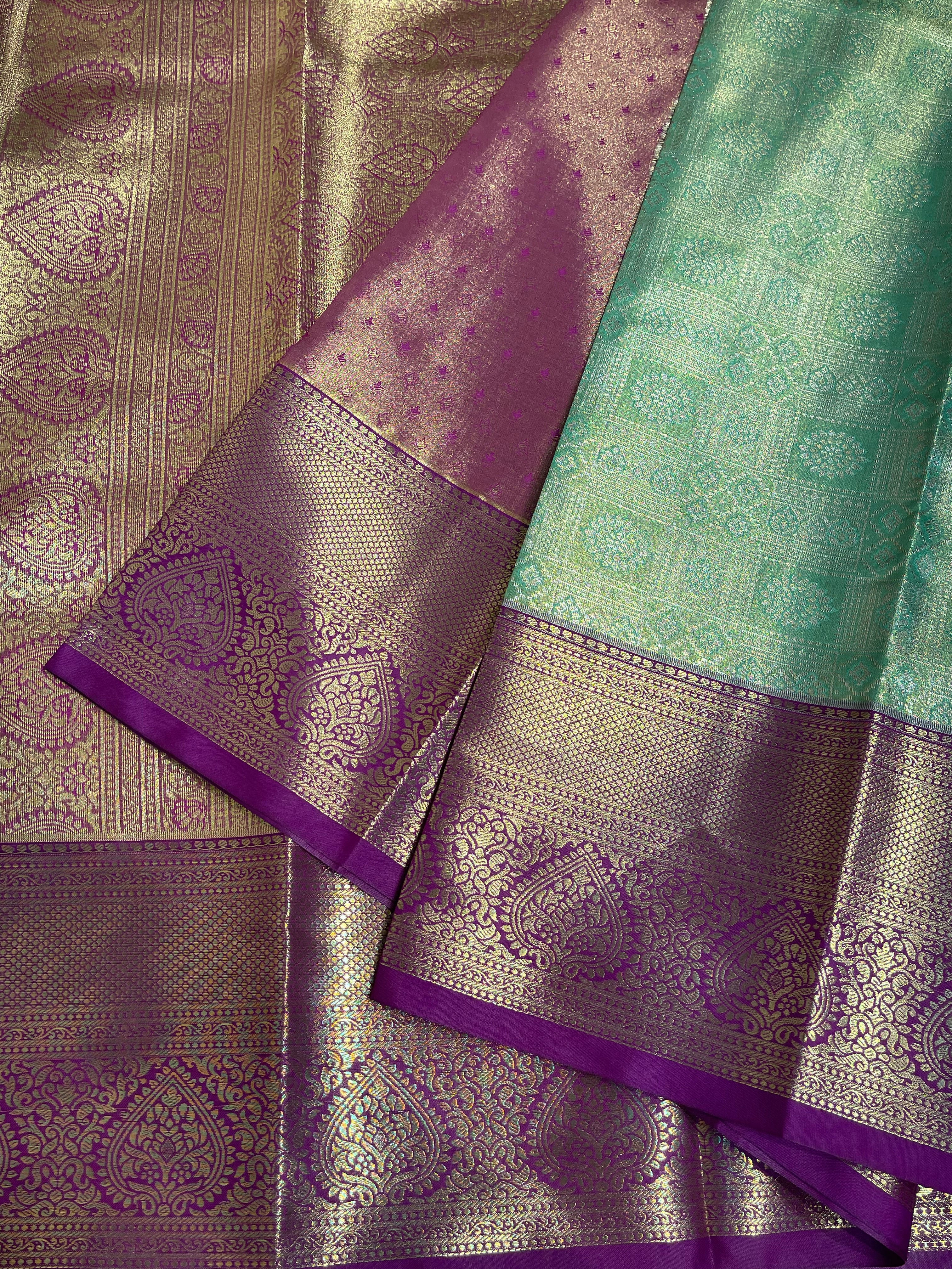 SWAYAMVARAM-GREEN WITH PURPLE SAREE