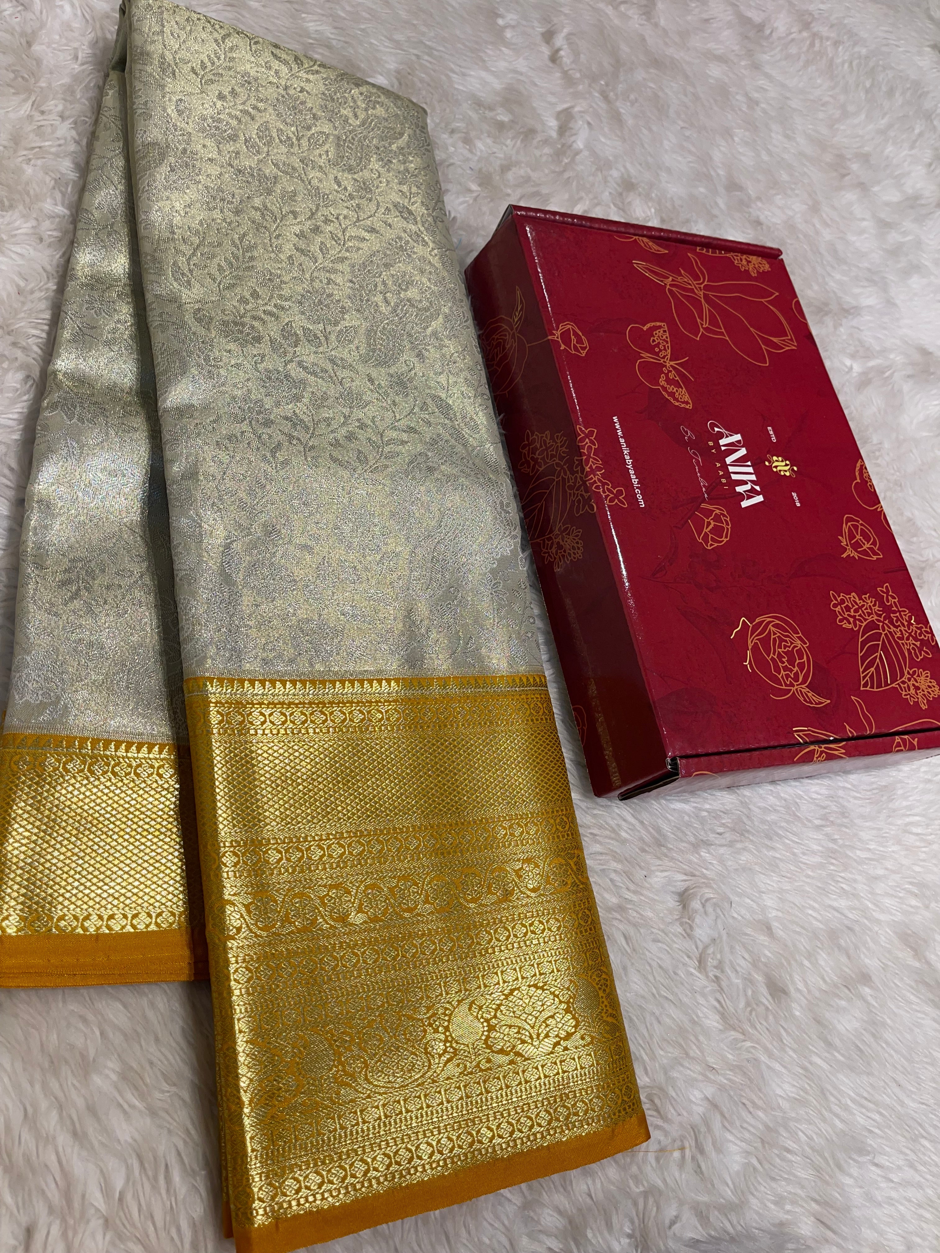 SWAYAMVARAM-HALFWHITE WITH YELLOW SAREE