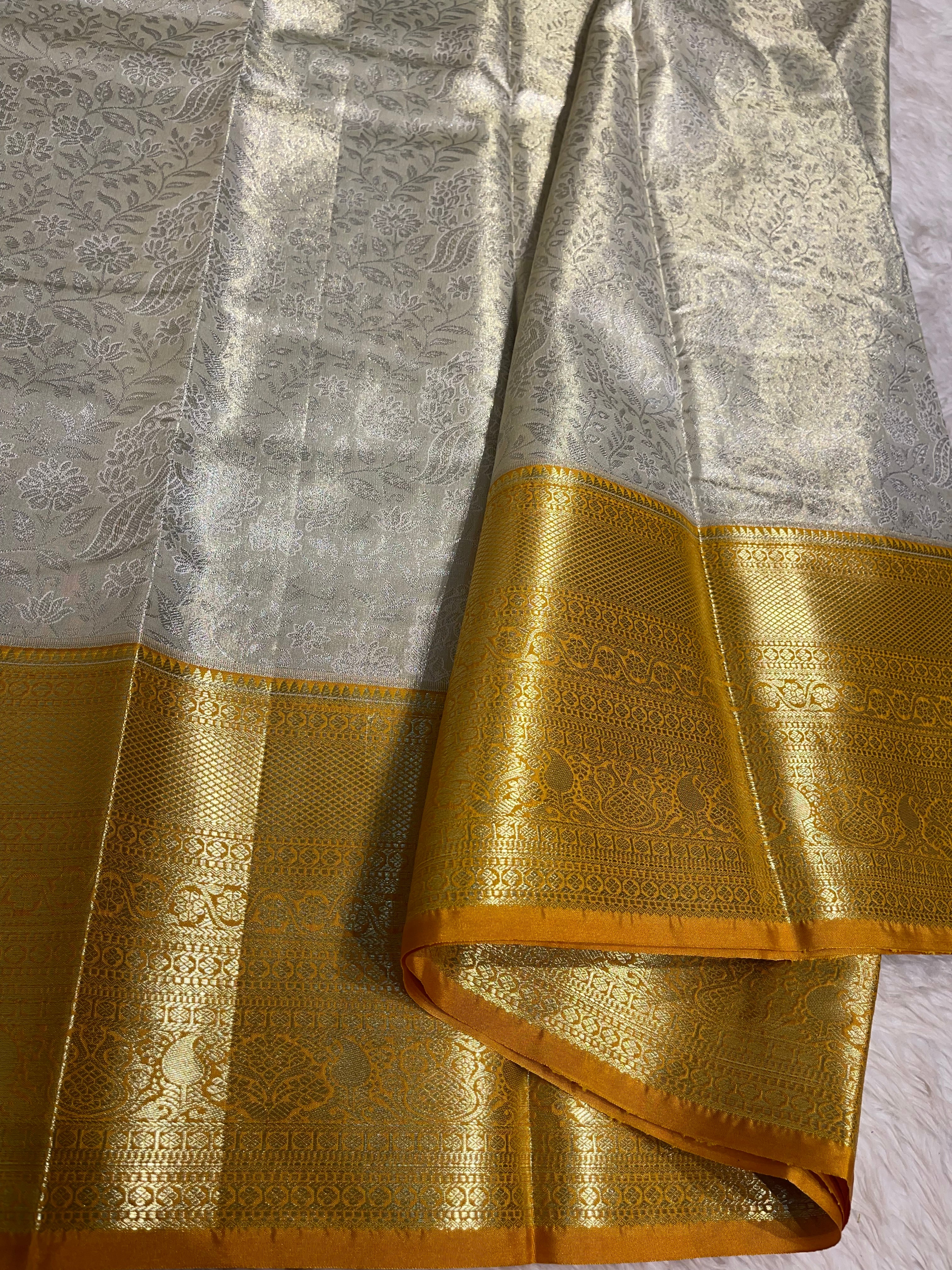 SWAYAMVARAM-HALFWHITE WITH YELLOW SAREE
