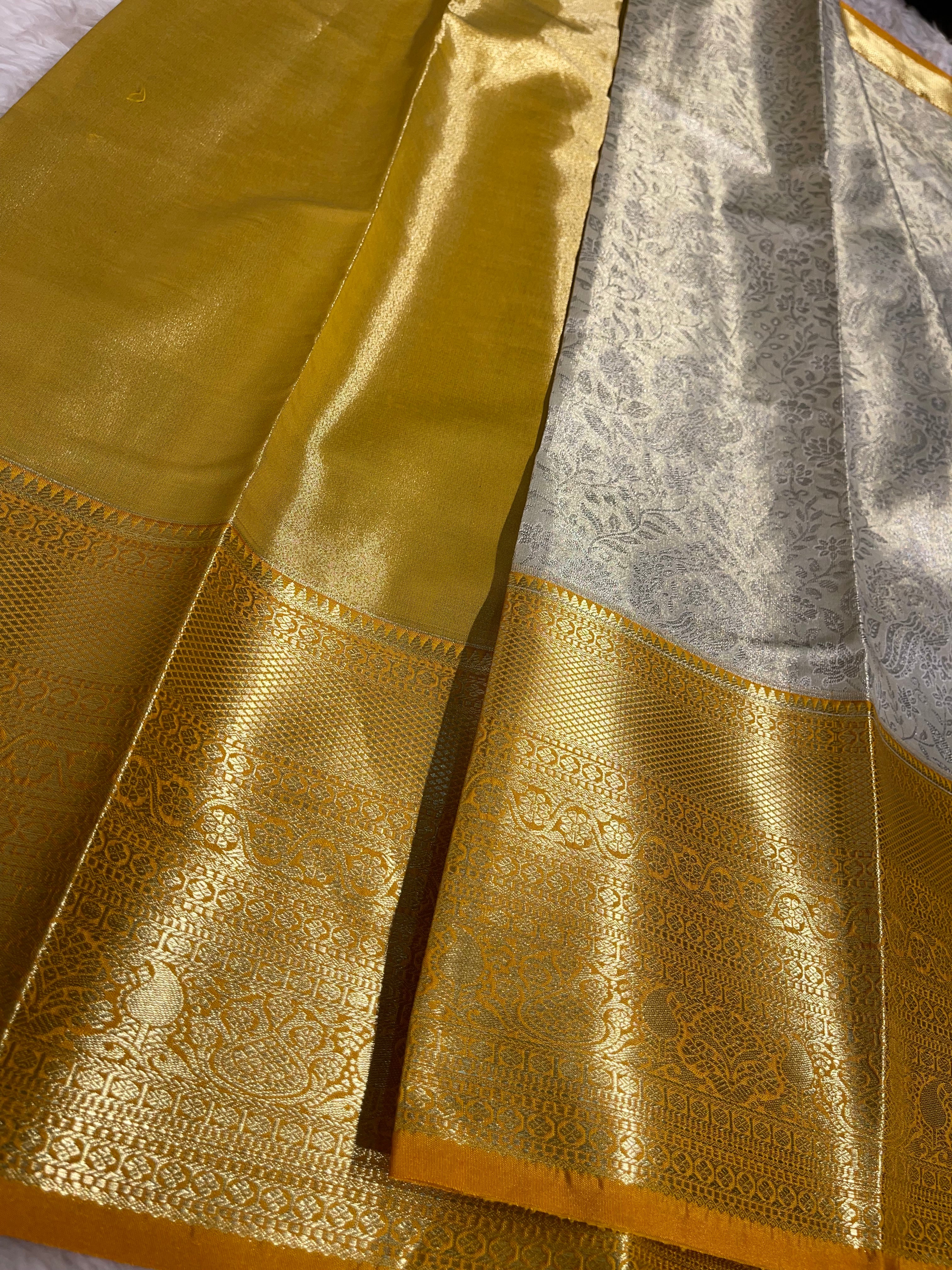 SWAYAMVARAM-HALFWHITE WITH YELLOW SAREE