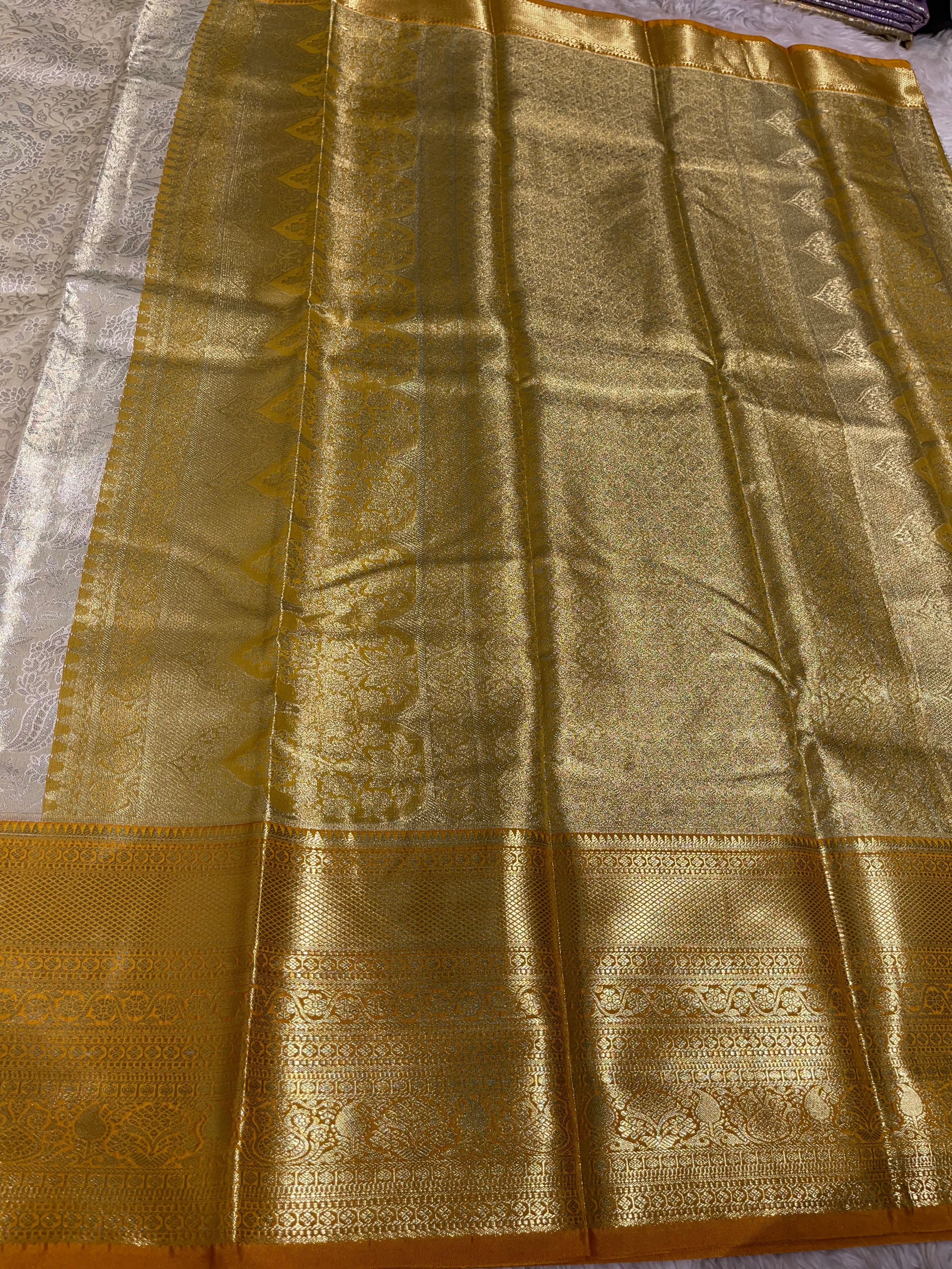 SWAYAMVARAM-HALFWHITE WITH YELLOW SAREE