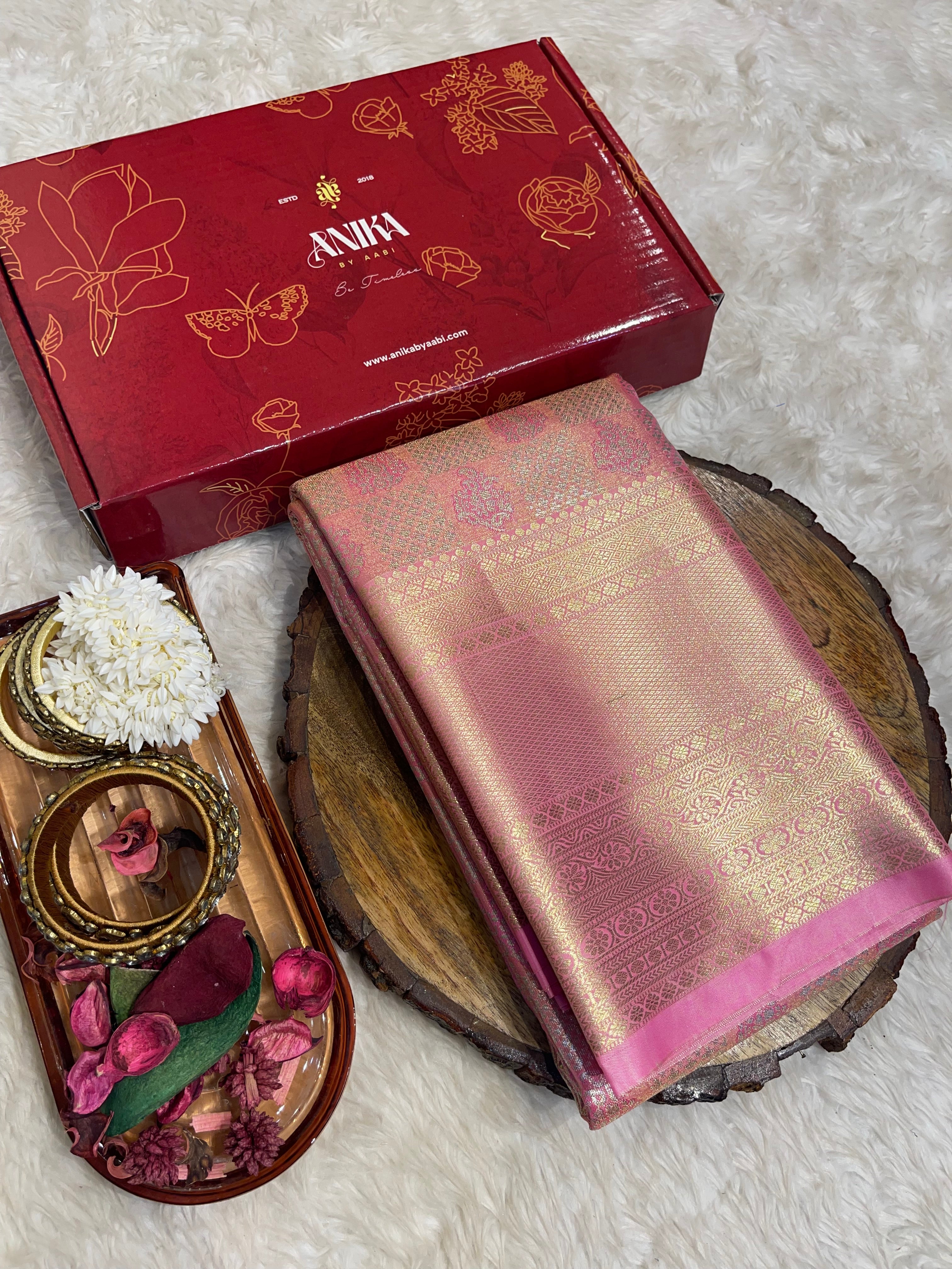 SWAYAMVARAM-BABYPINK DUAL TONE SAREE