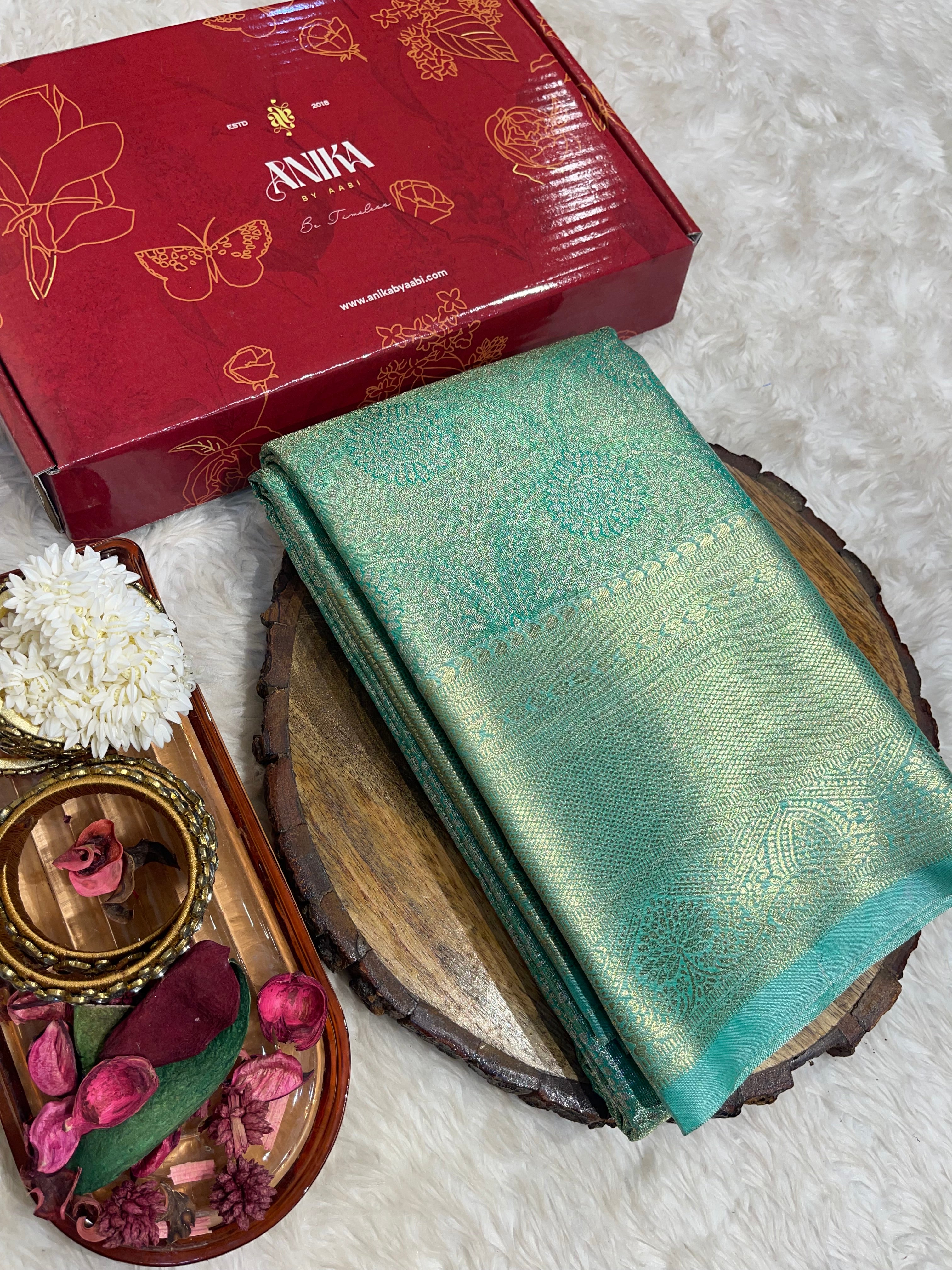 SWAYAMVARAM-SEAGREEN BROCADE SAREE