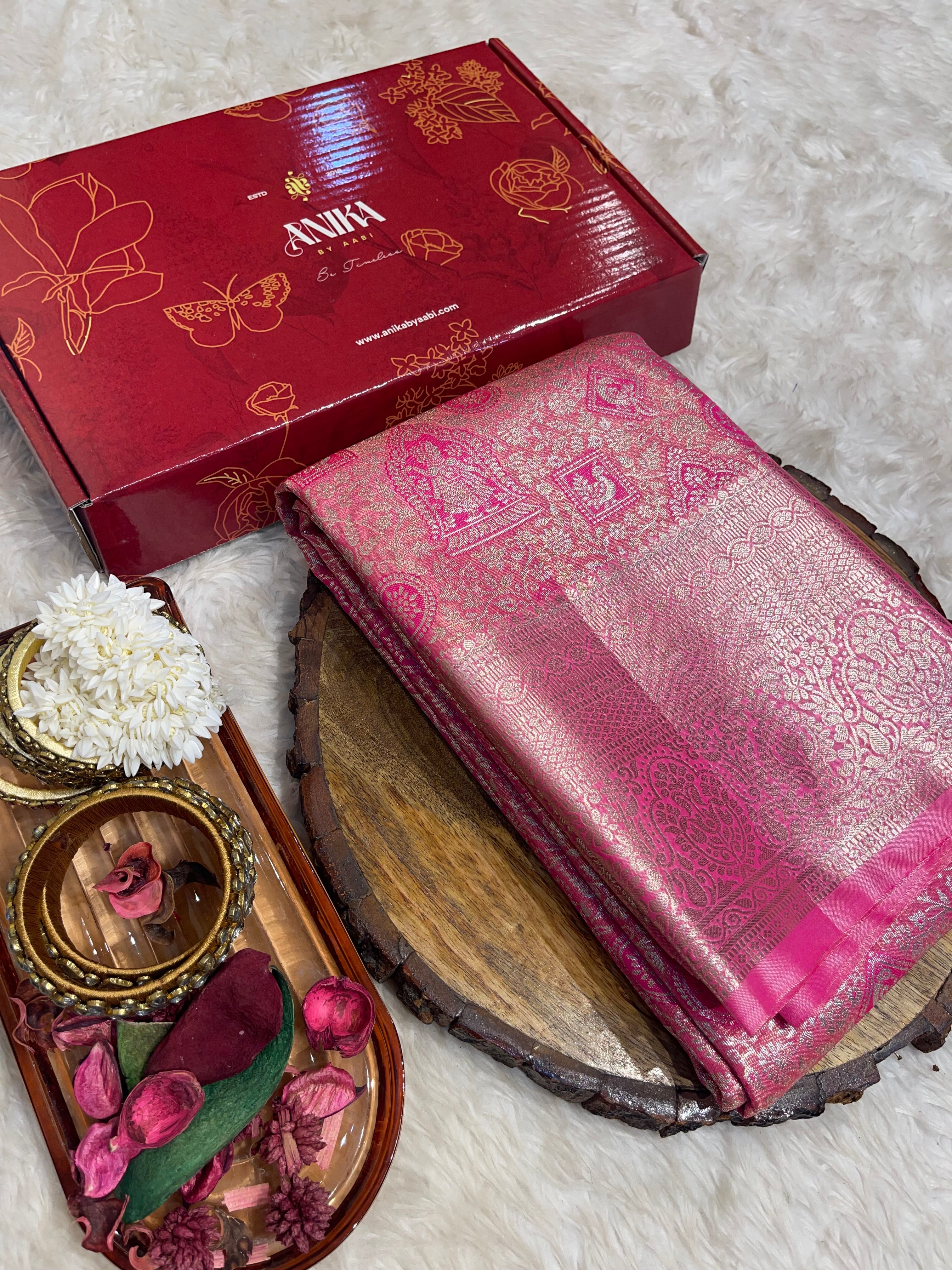 SWAYAMVARAM-PINK DUAL TONE SAREE