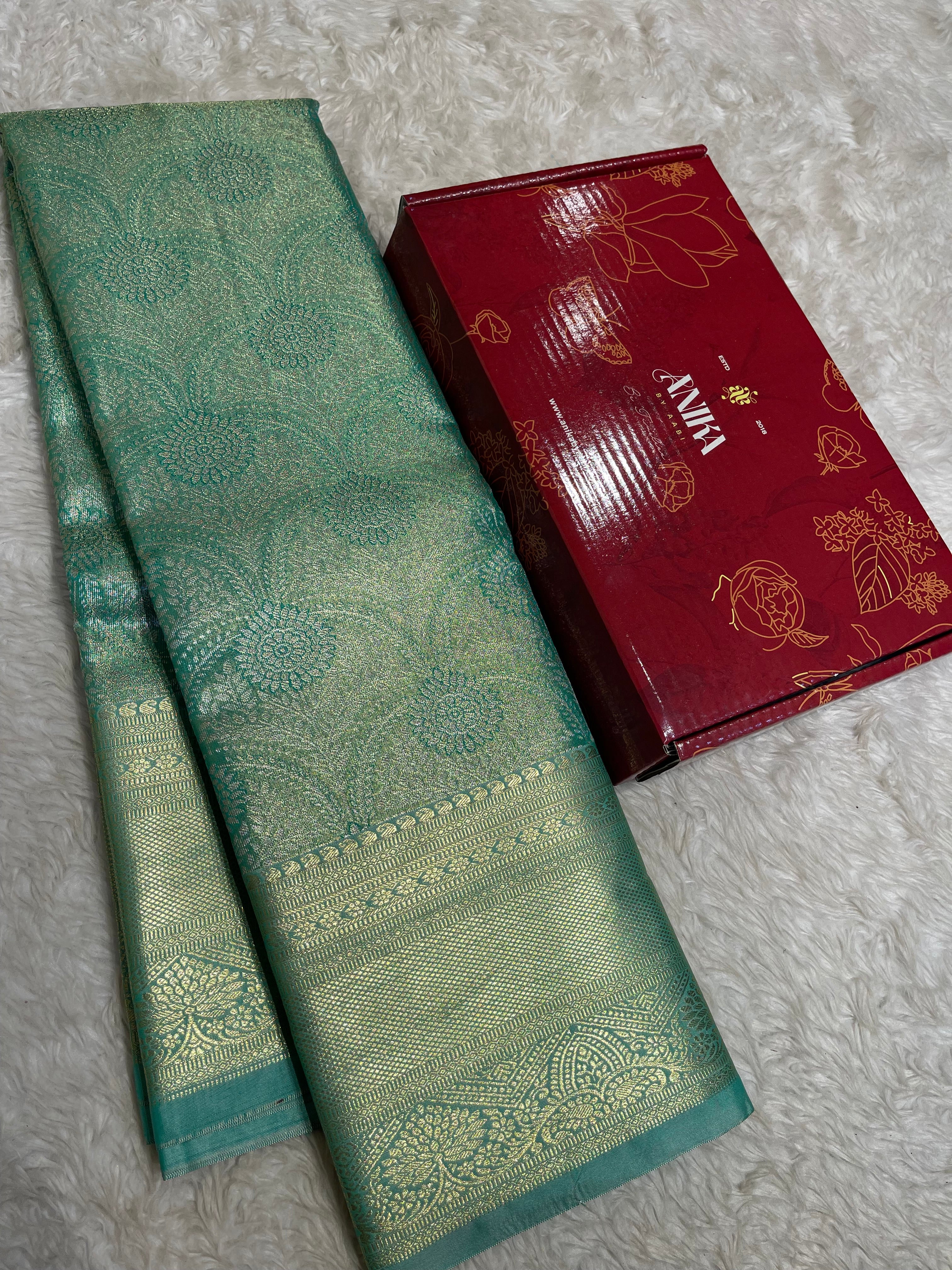 SWAYAMVARAM-SEAGREEN BROCADE SAREE