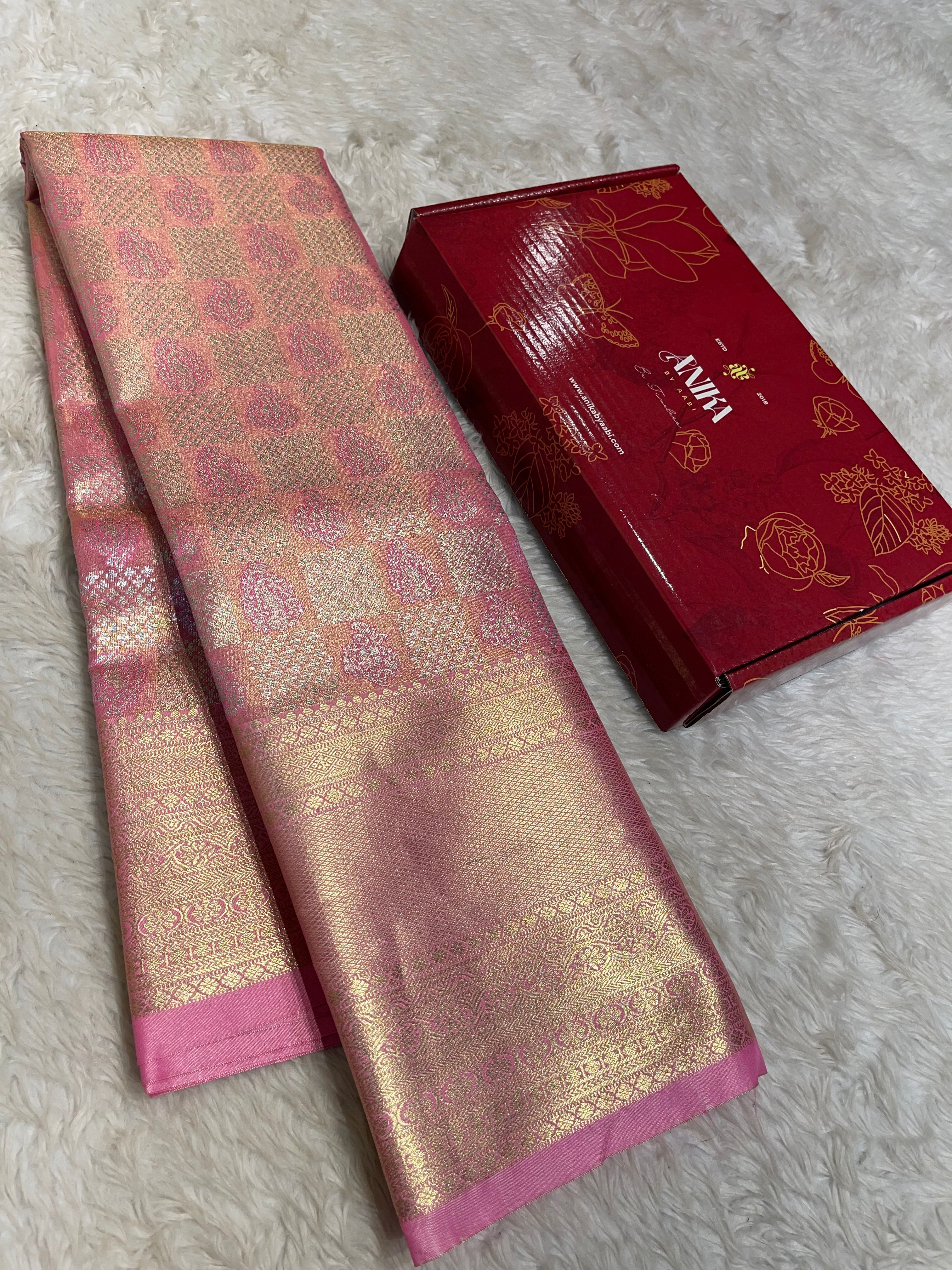 SWAYAMVARAM-BABYPINK DUAL TONE SAREE