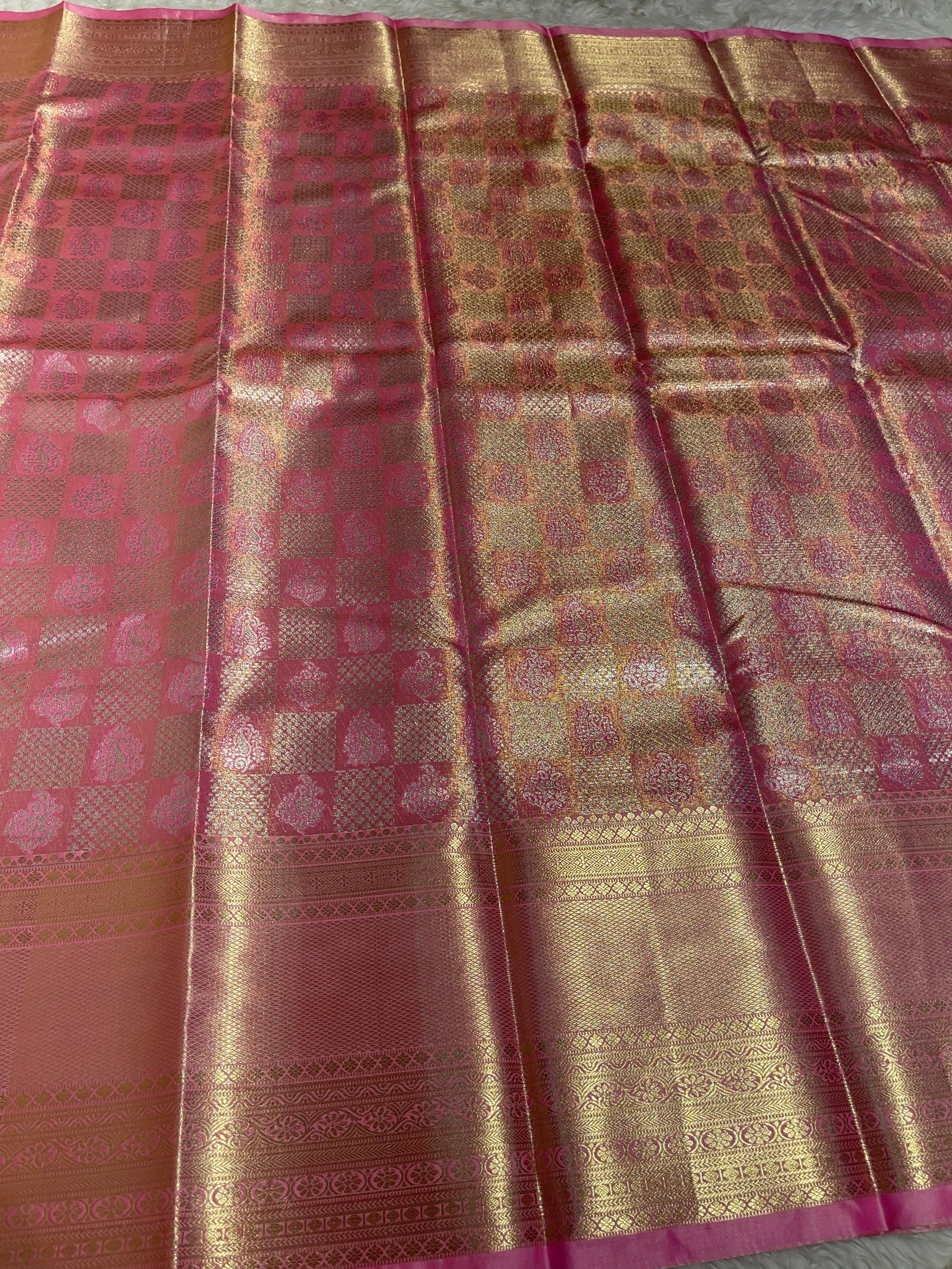 SWAYAMVARAM-BABYPINK DUAL TONE SAREE