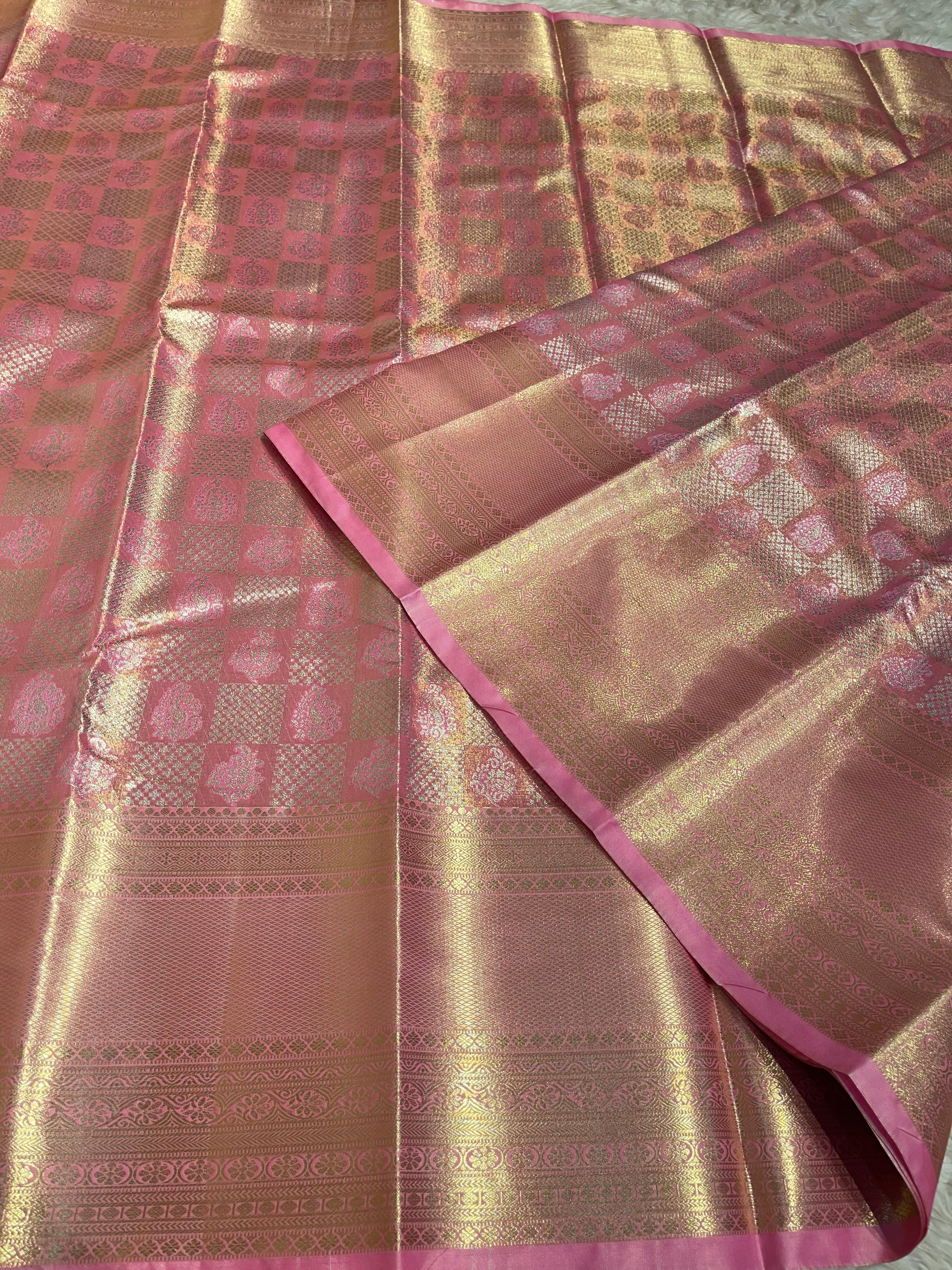 SWAYAMVARAM-BABYPINK DUAL TONE SAREE