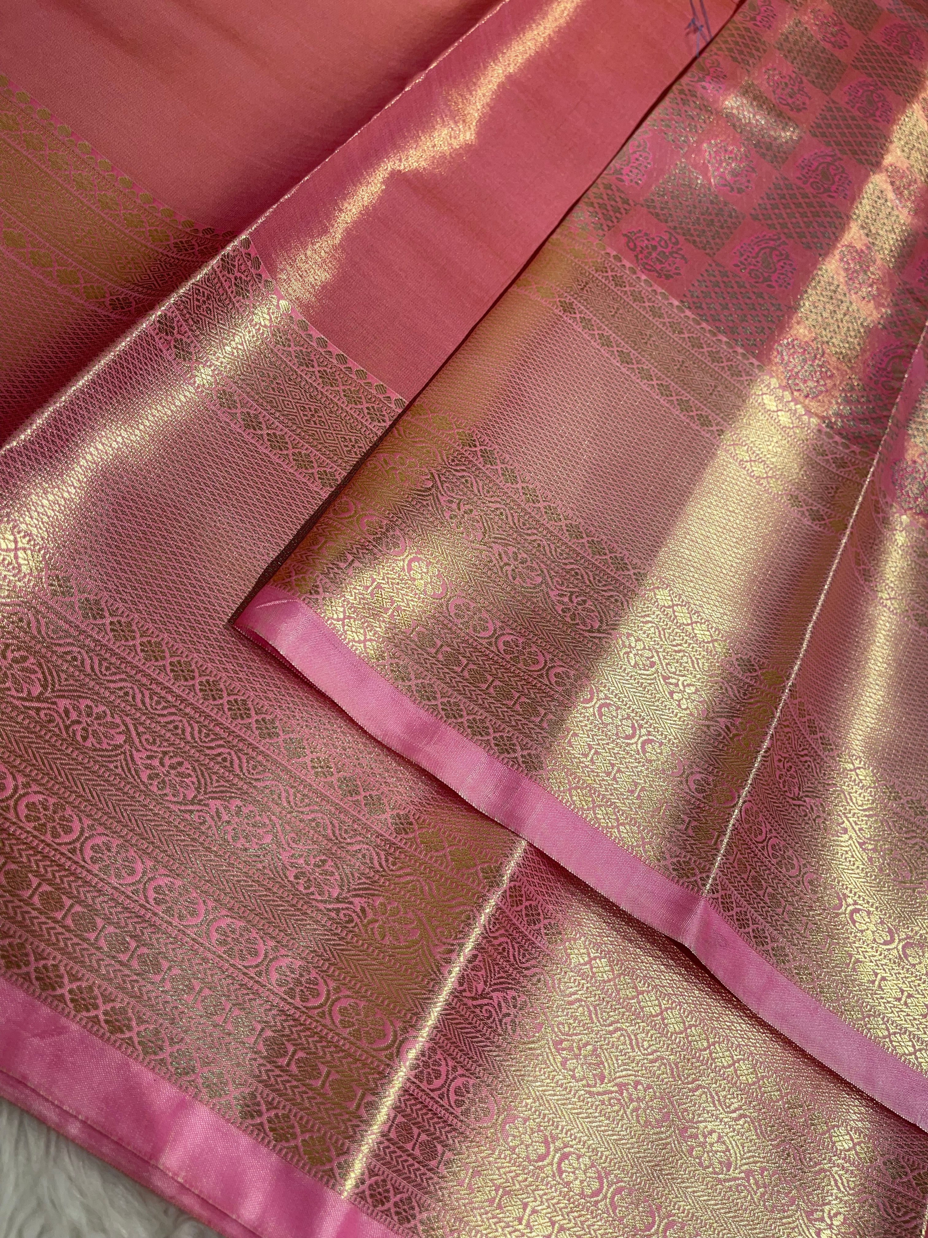 SWAYAMVARAM-BABYPINK DUAL TONE SAREE