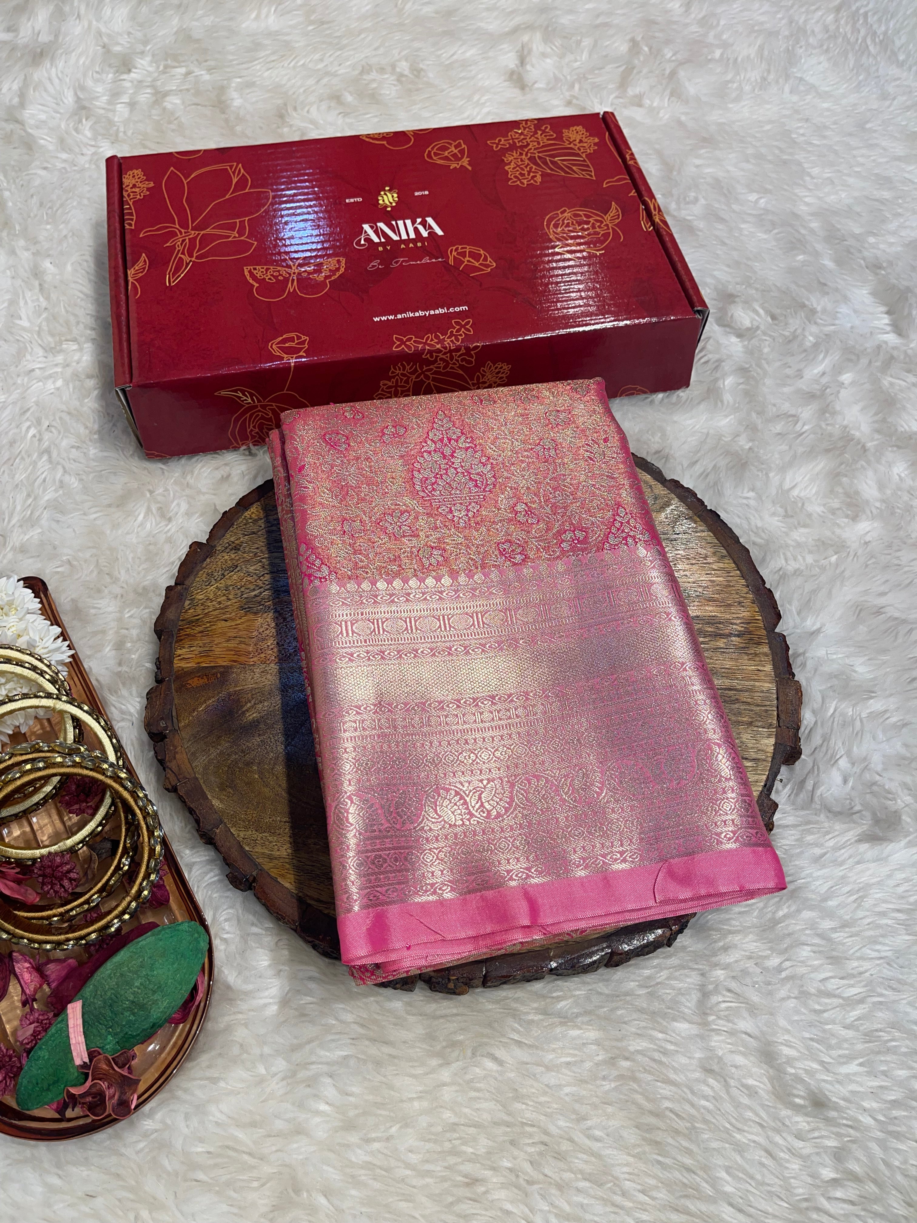 SWAYAMVARAM-FLORAL PINK BRIDAL EDIT SAREE