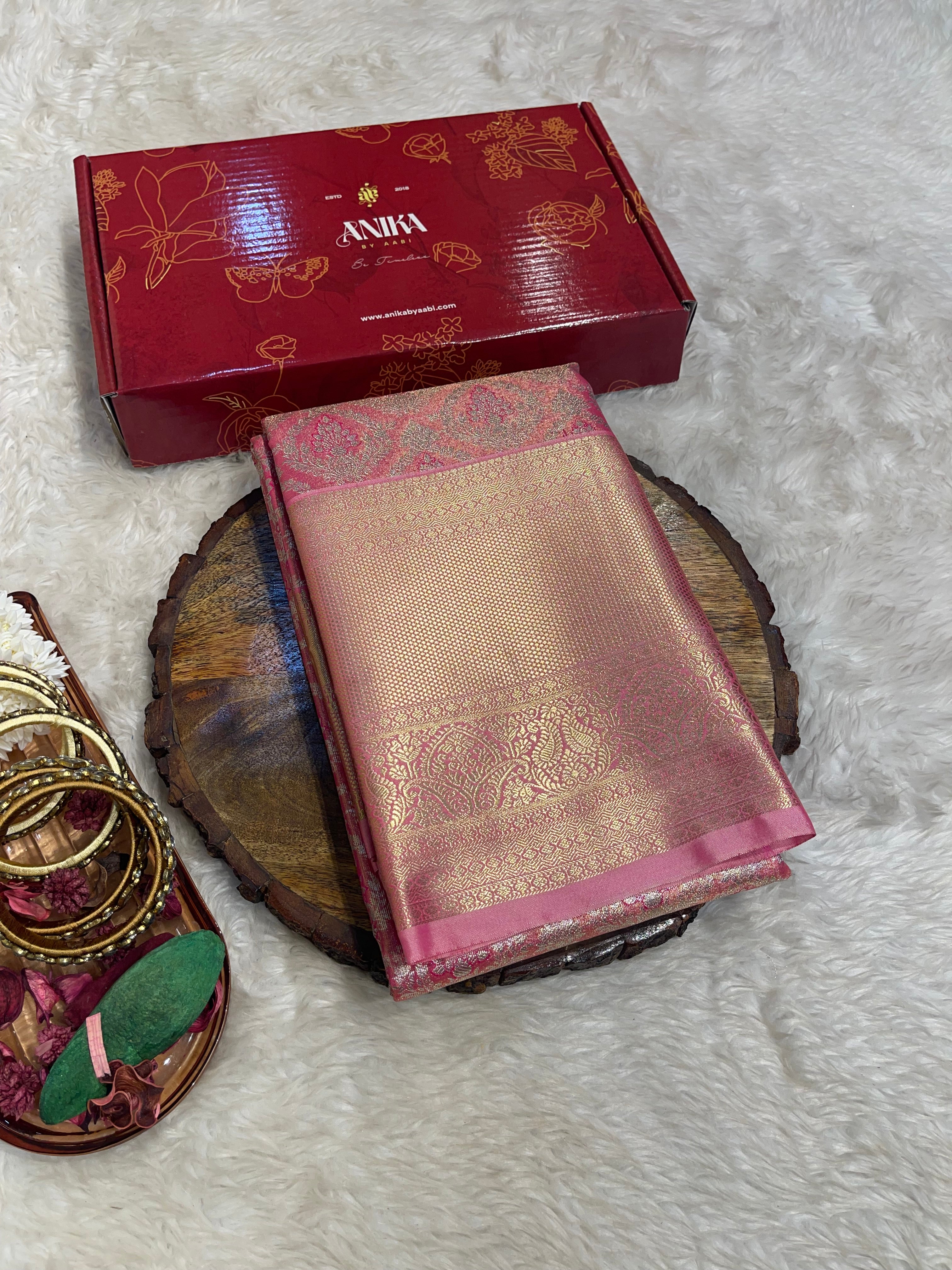 SWAYAMVARAM-PUNCH PINK BROCADE SAREE