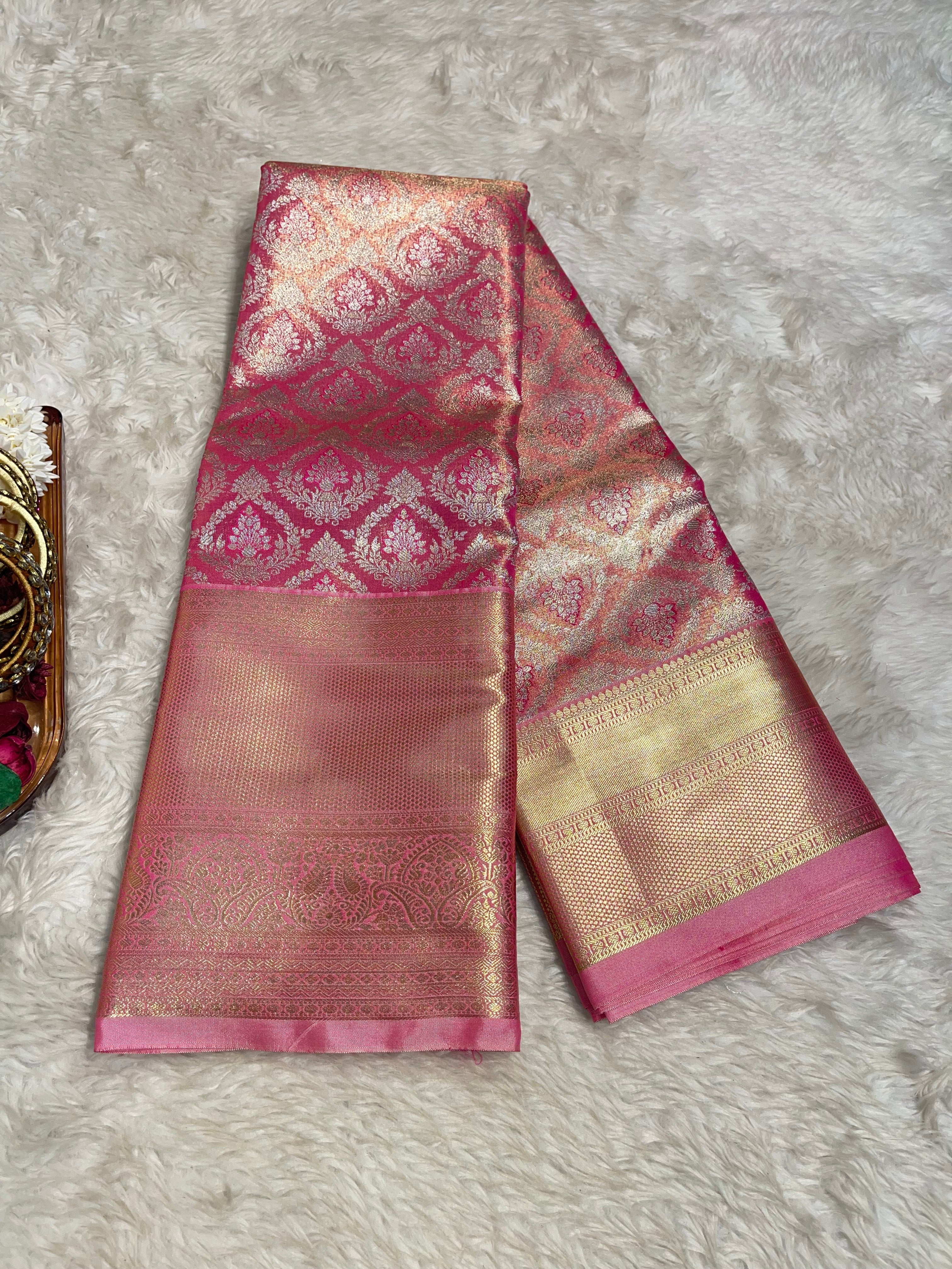 SWAYAMVARAM-PUNCH PINK BROCADE SAREE