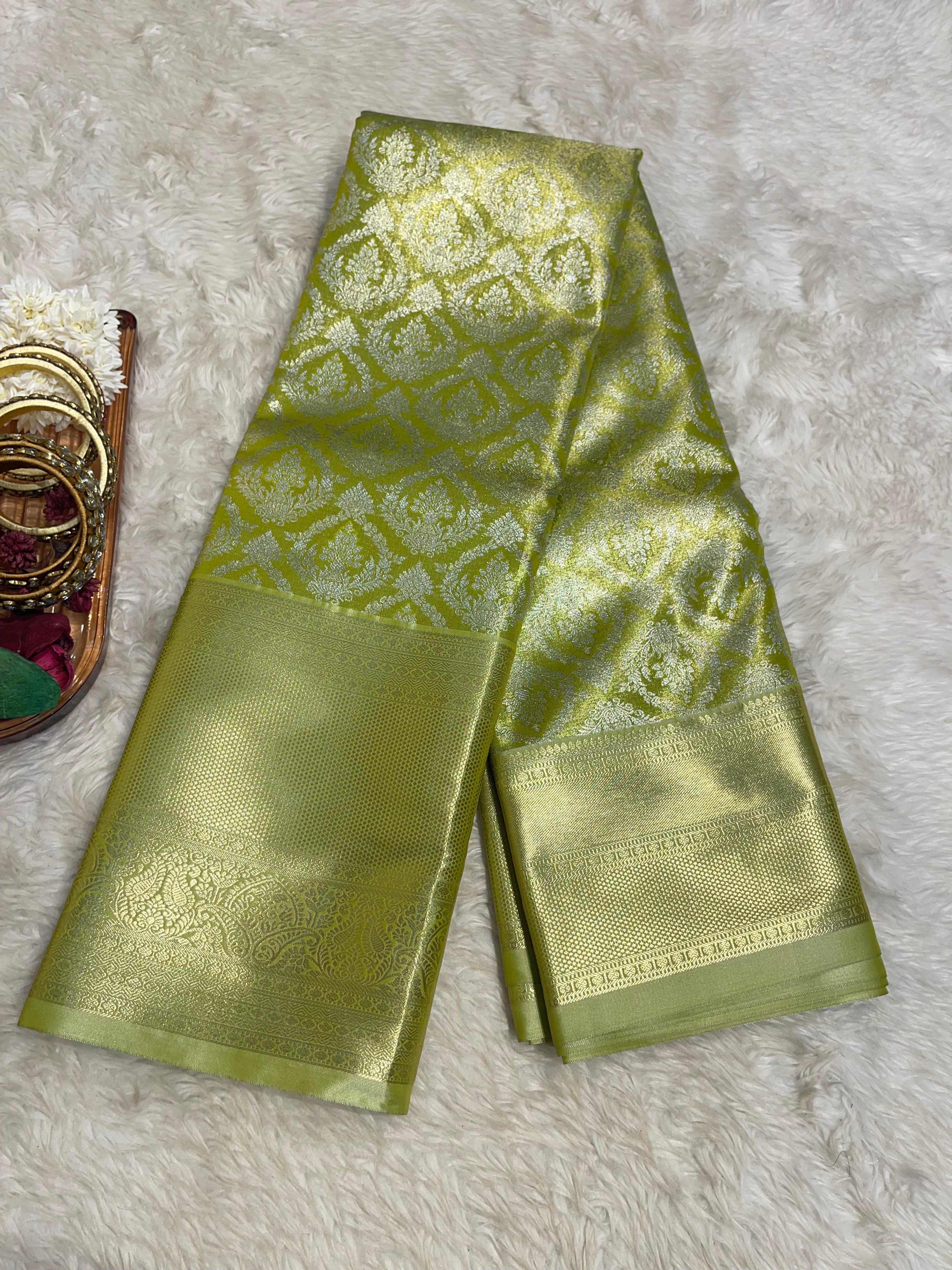 SWAYAMVARAM-GREEN DUAL TONE SAREE