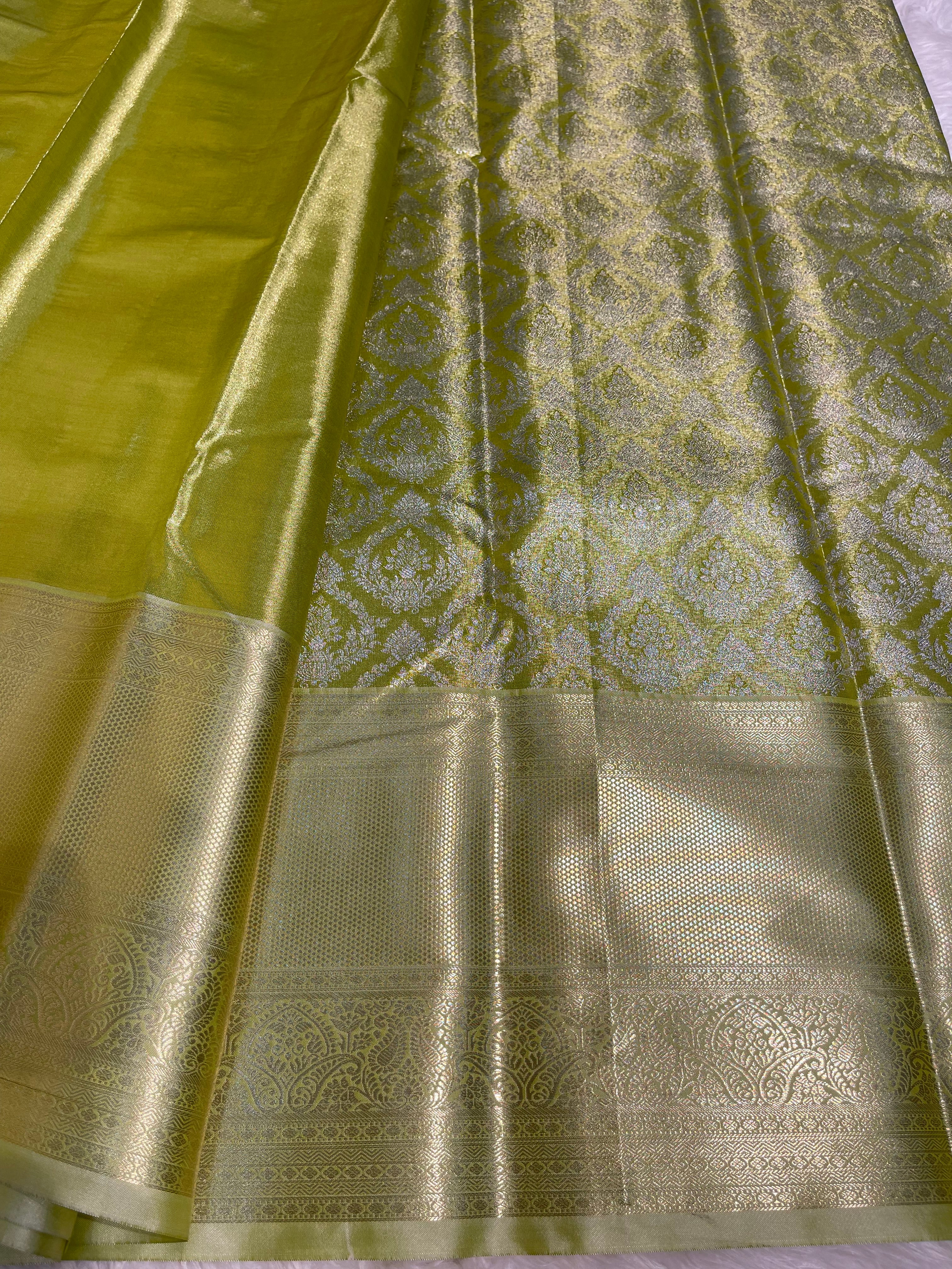 SWAYAMVARAM-GREEN DUAL TONE SAREE