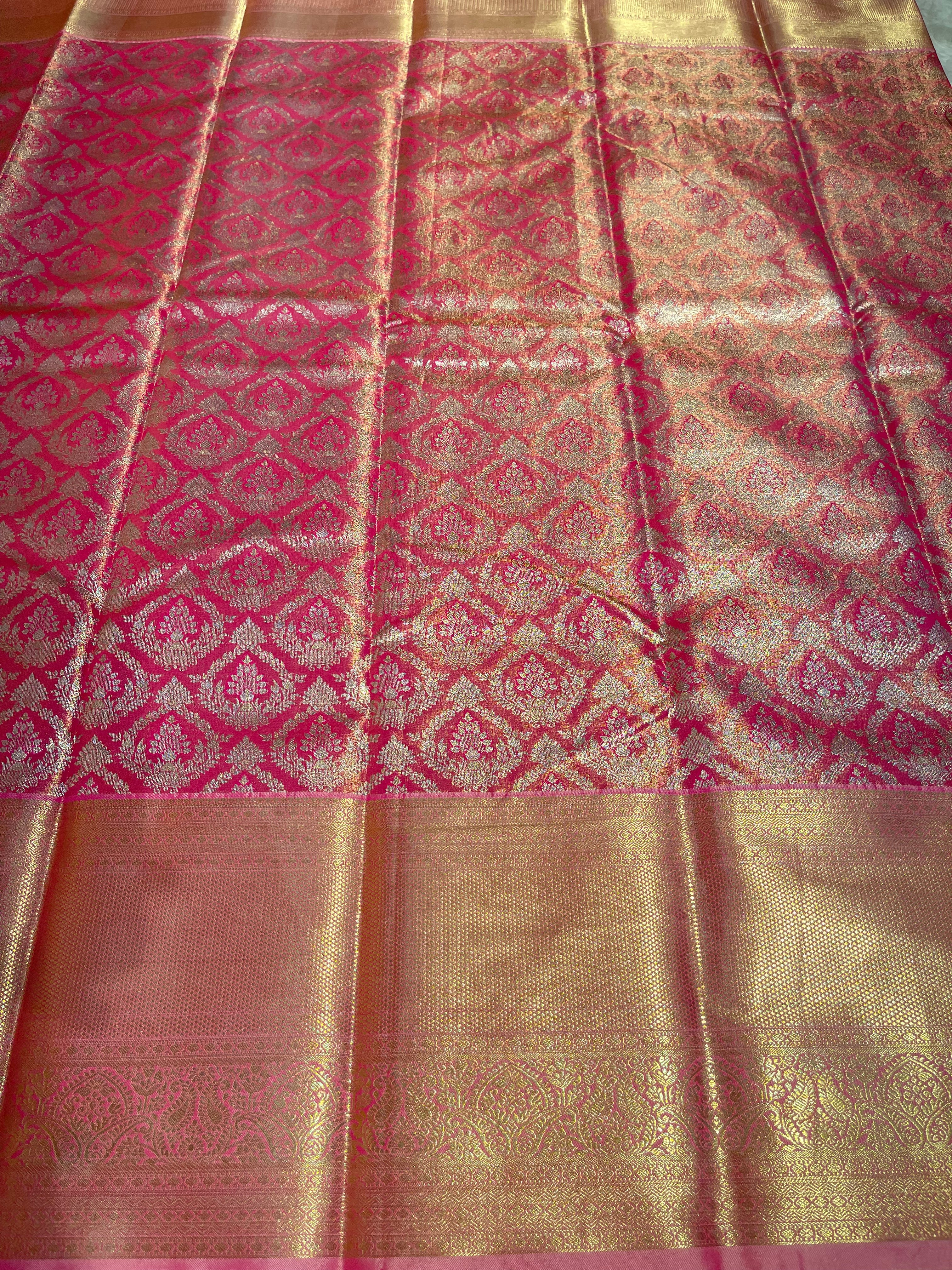SWAYAMVARAM-PUNCH PINK BROCADE SAREE
