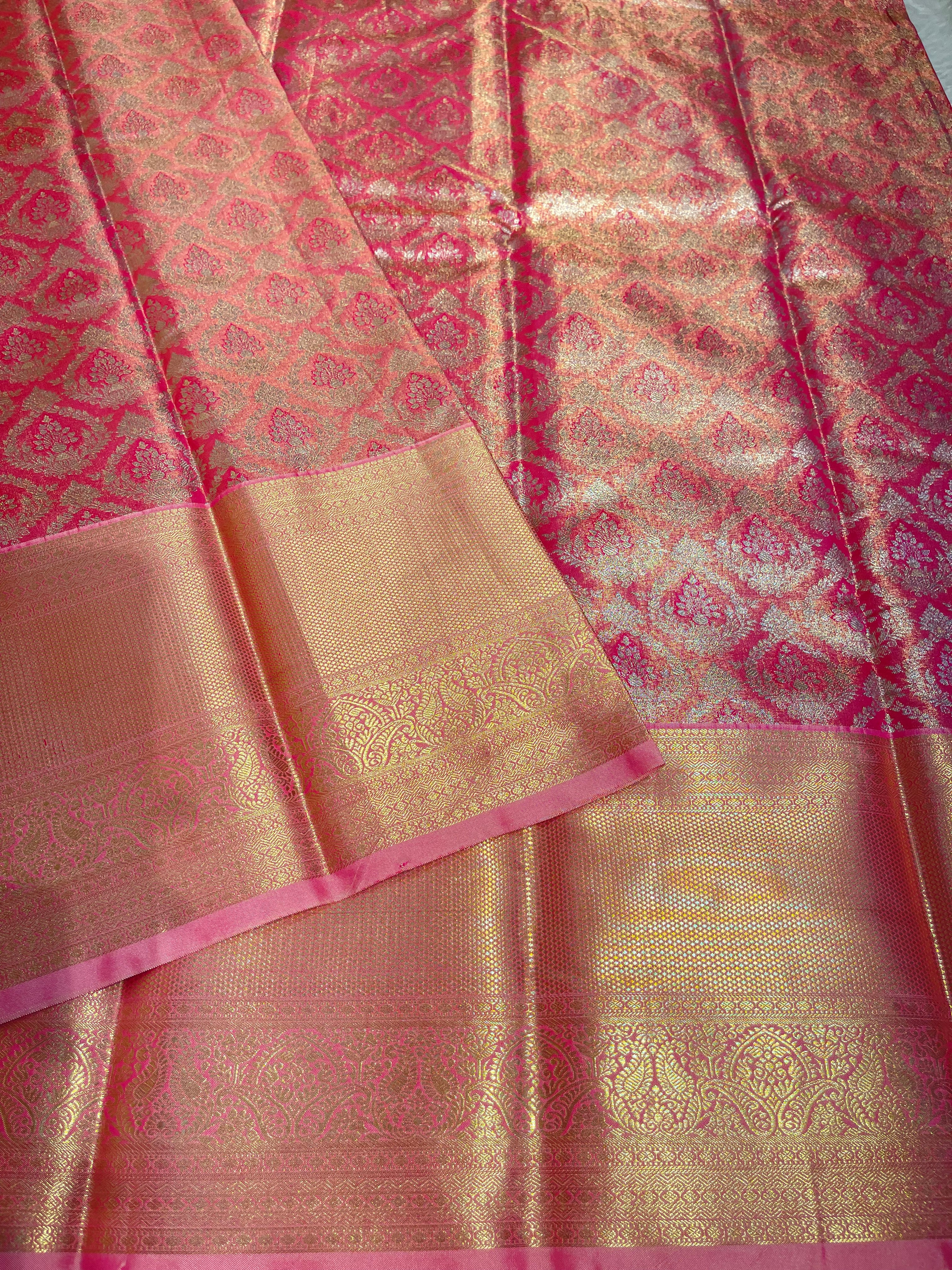 SWAYAMVARAM-PUNCH PINK BROCADE SAREE