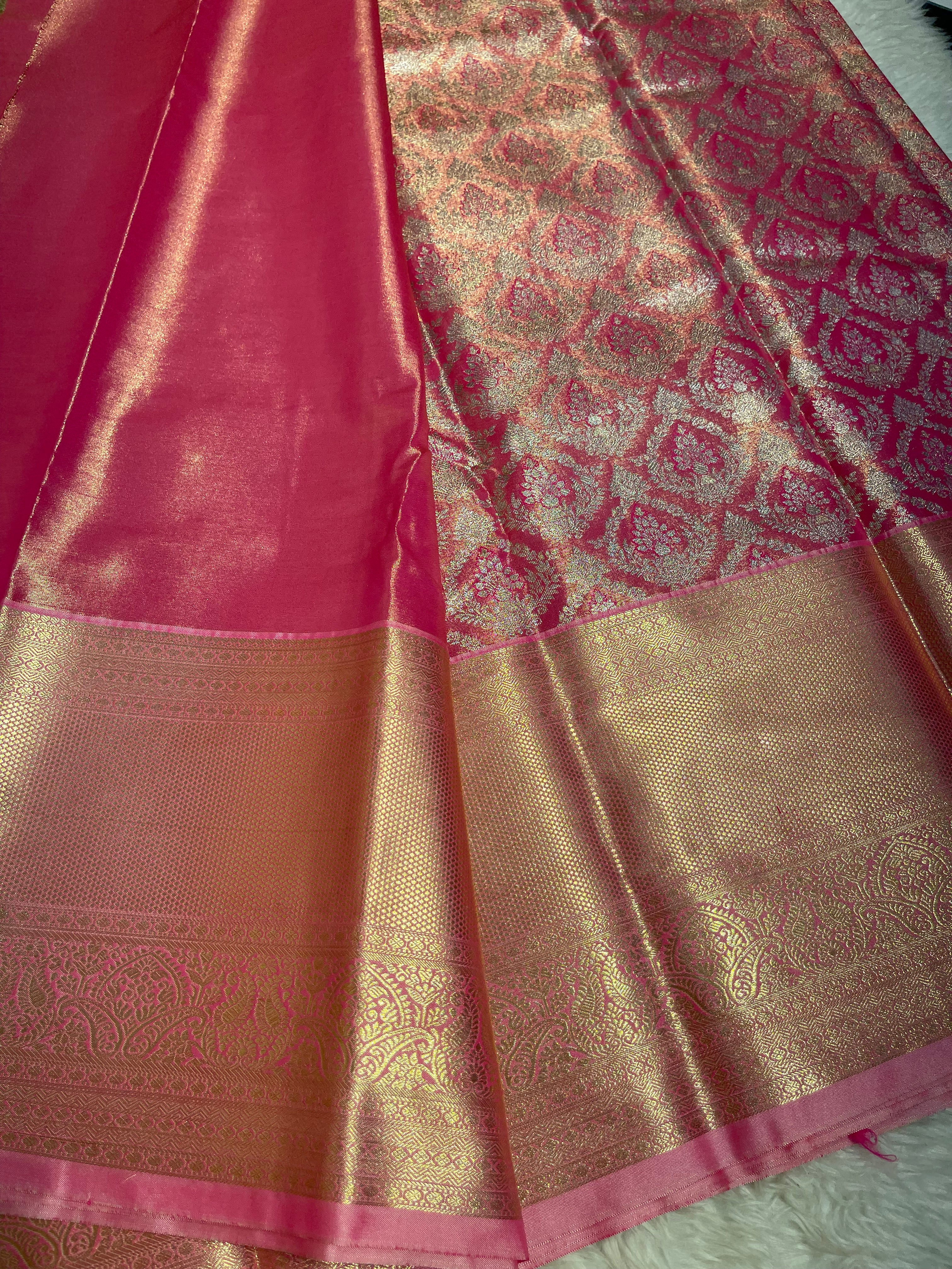 SWAYAMVARAM-PUNCH PINK BROCADE SAREE