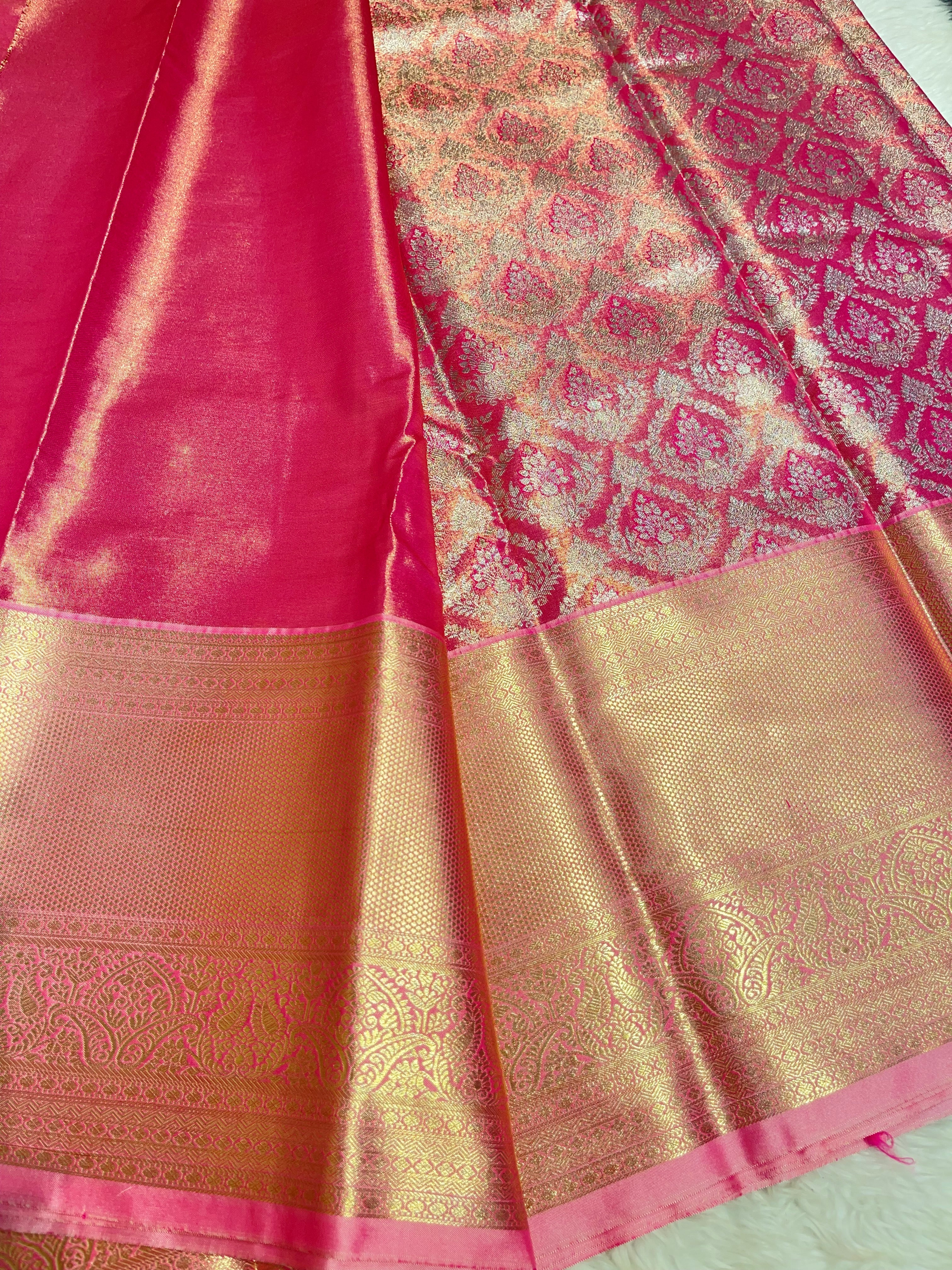 SWAYAMVARAM-PUNCH PINK BROCADE SAREE