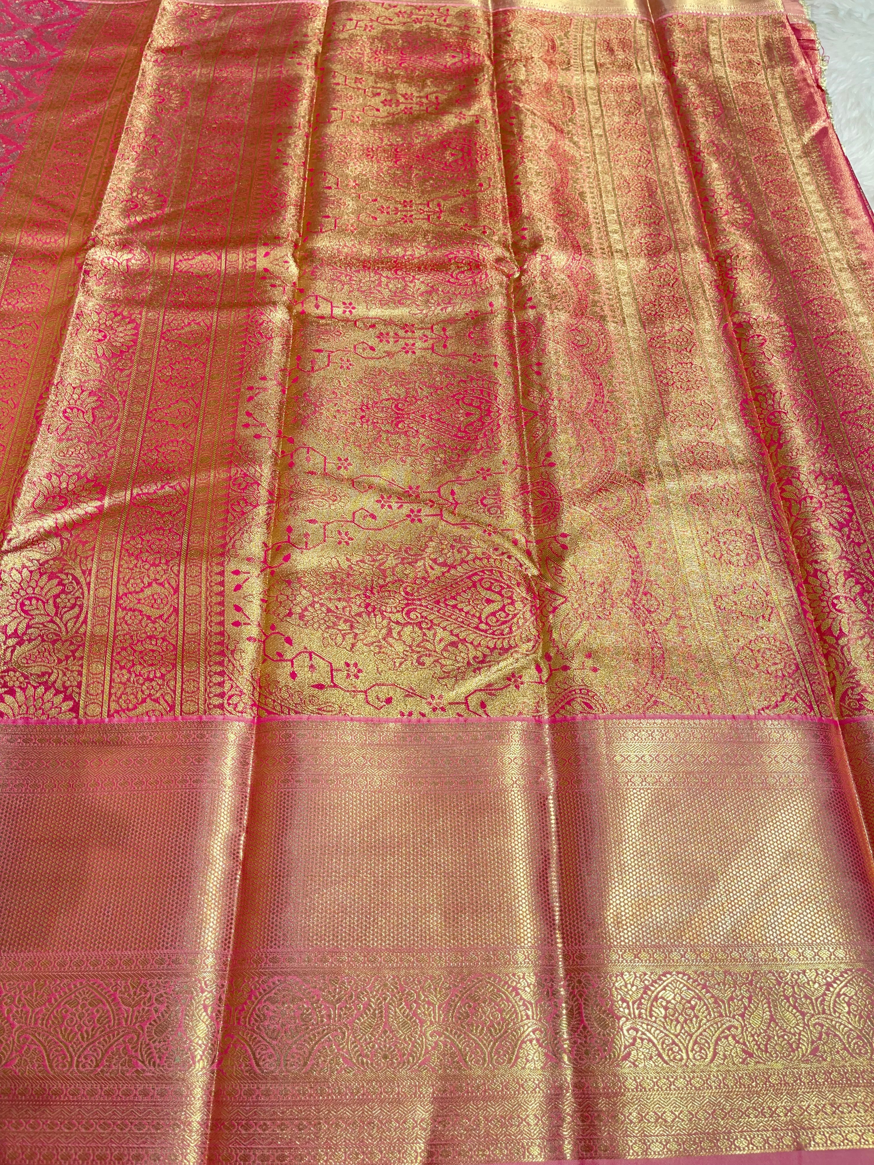 SWAYAMVARAM-PUNCH PINK BROCADE SAREE
