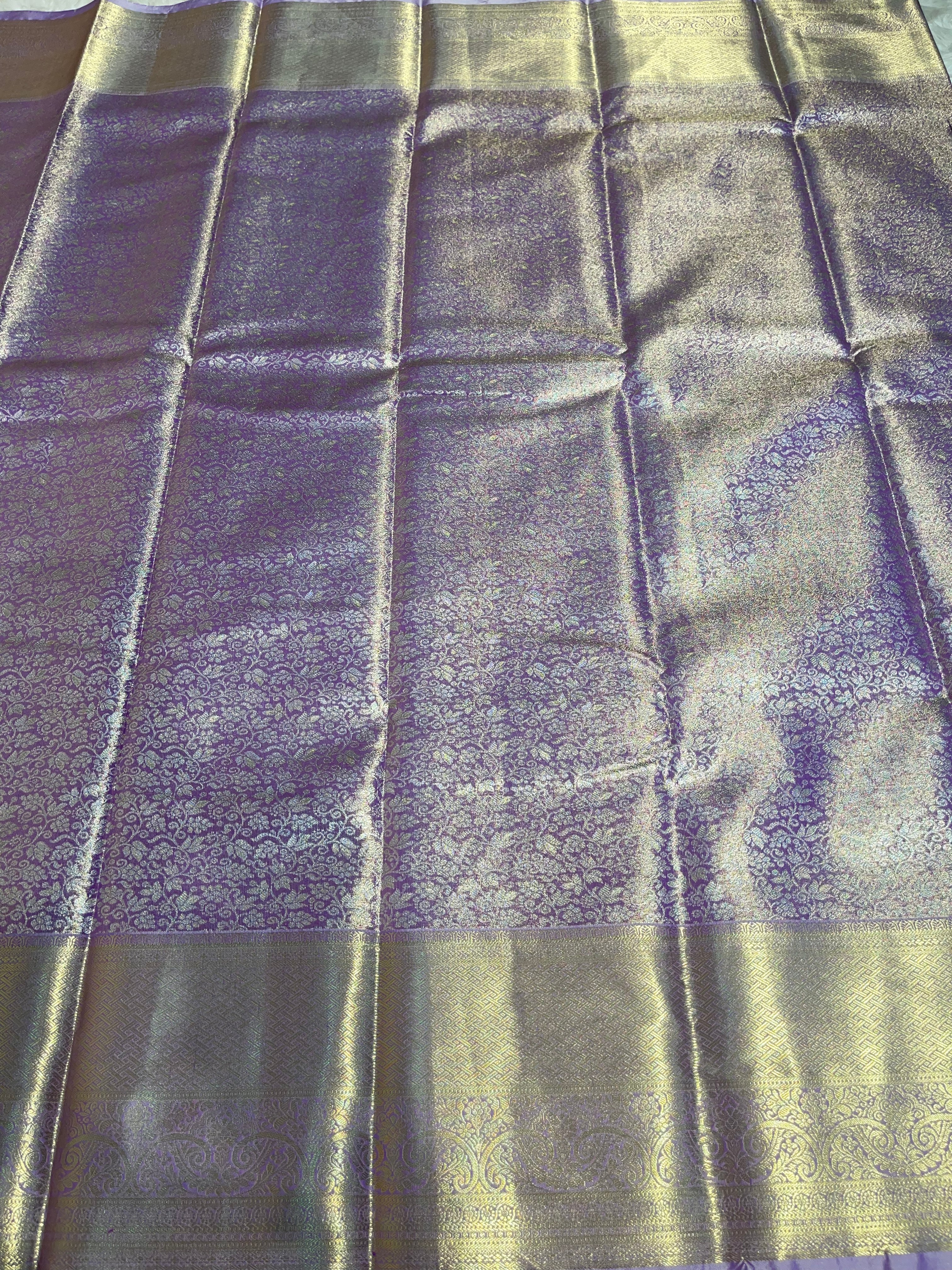 Mauve Lavender Bridal Semi Silk Saree With Brocade Zari-Swayamwaram