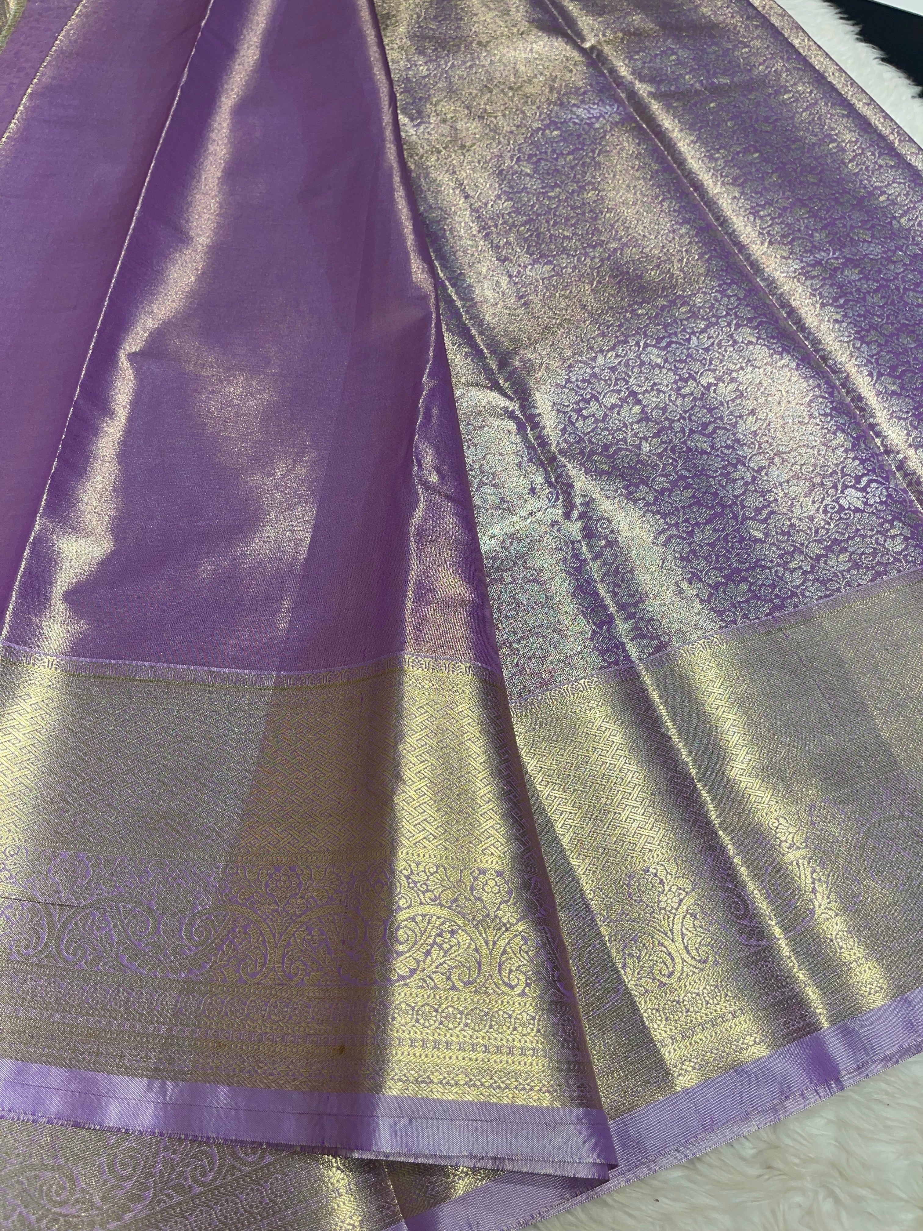 Mauve Lavender Bridal Semi Silk Saree With Brocade Zari-Swayamwaram