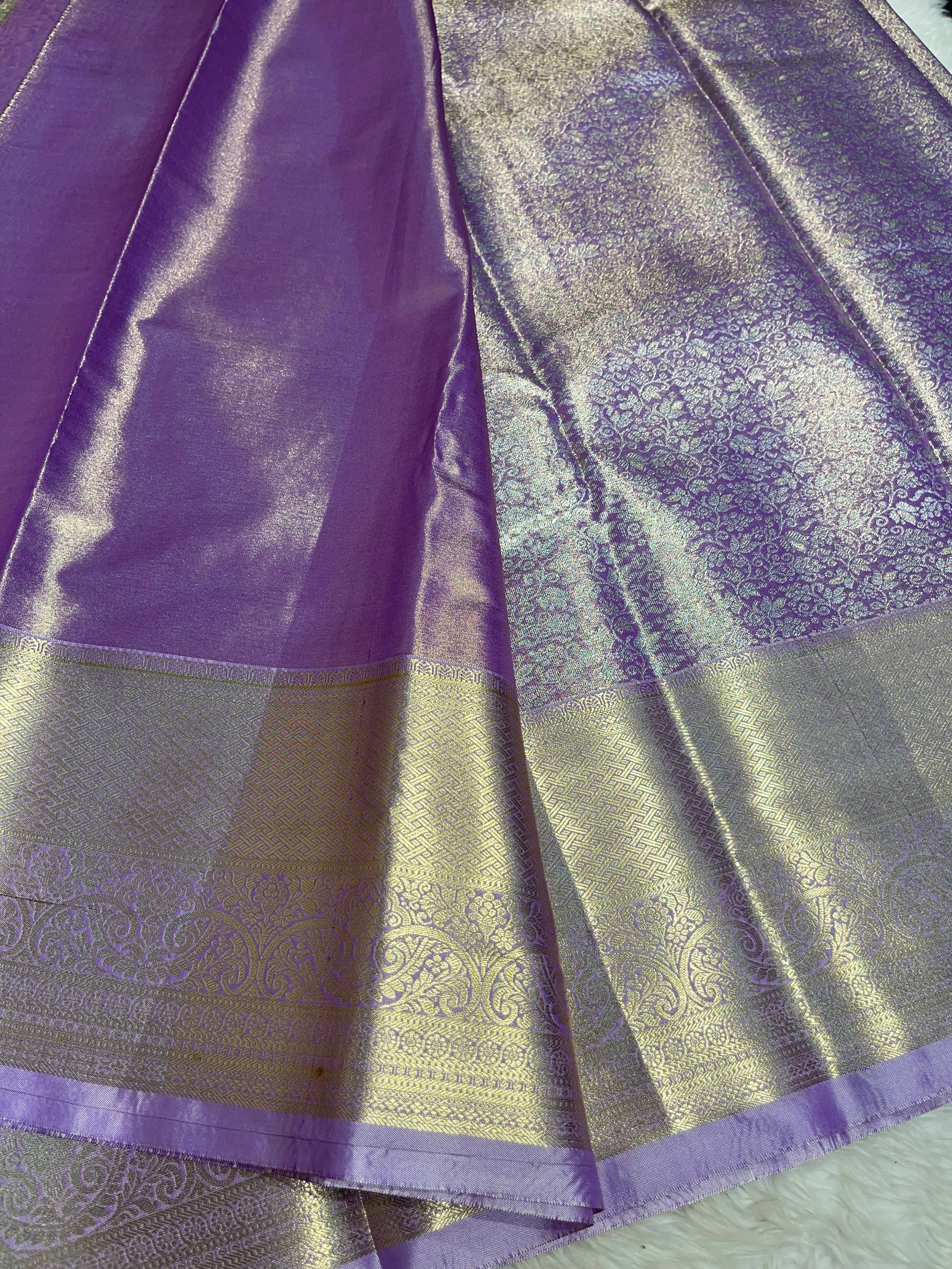 Mauve Lavender Bridal Semi Silk Saree With Brocade Zari-Swayamwaram