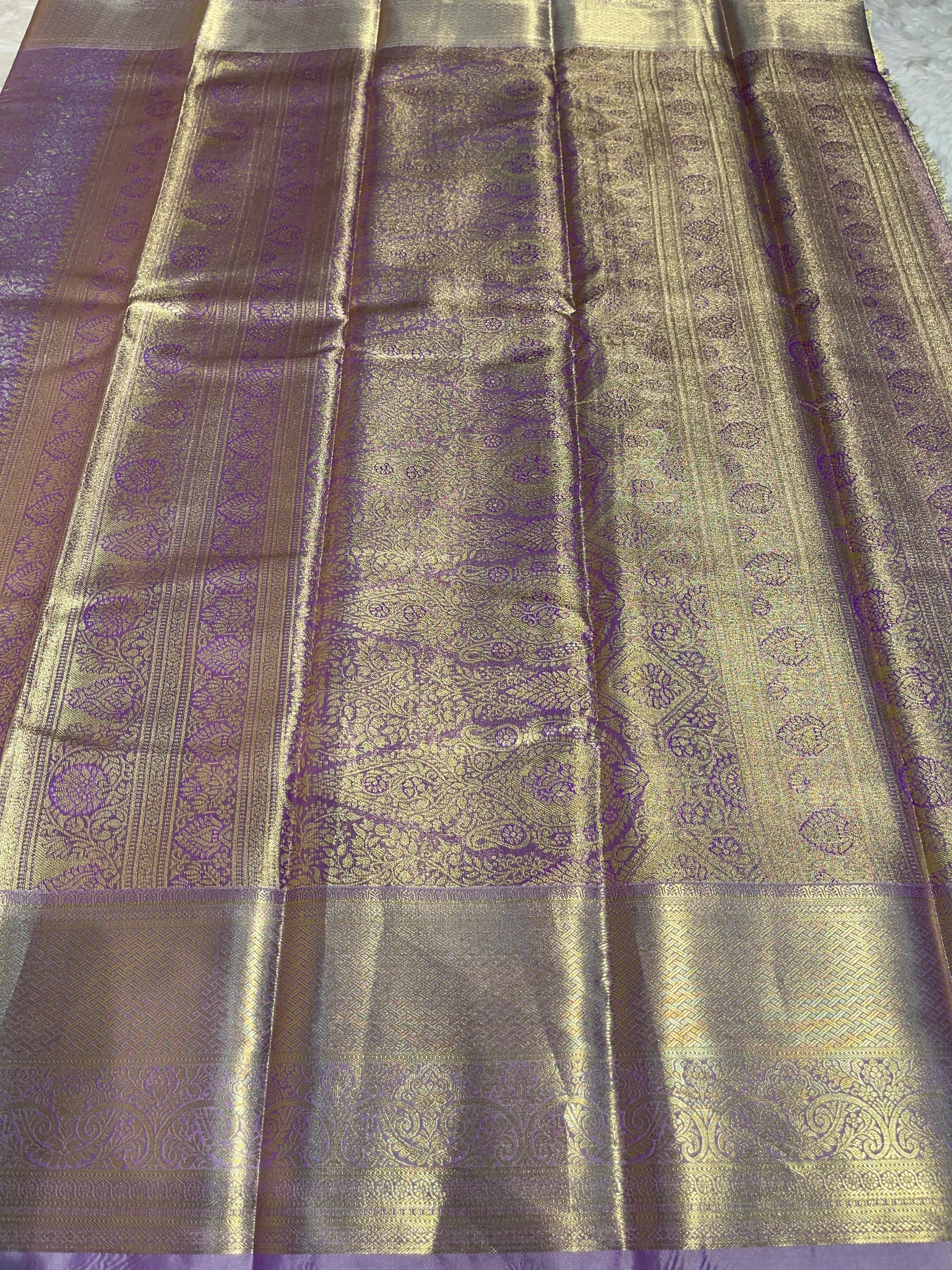 Mauve Lavender Bridal Semi Silk Saree With Brocade Zari-Swayamwaram