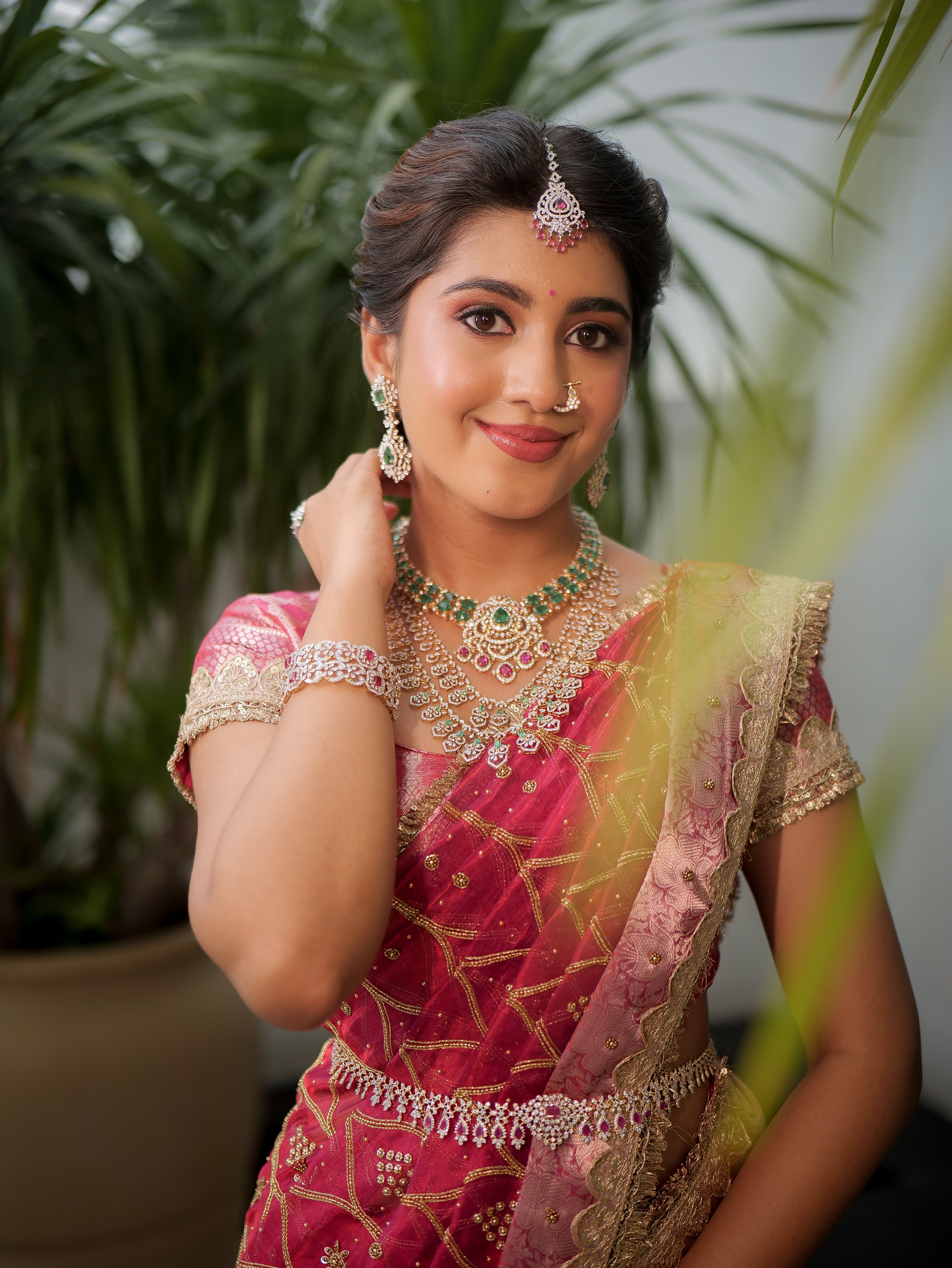 Anika's Banarasi Tissue silk saree-Rani Pink