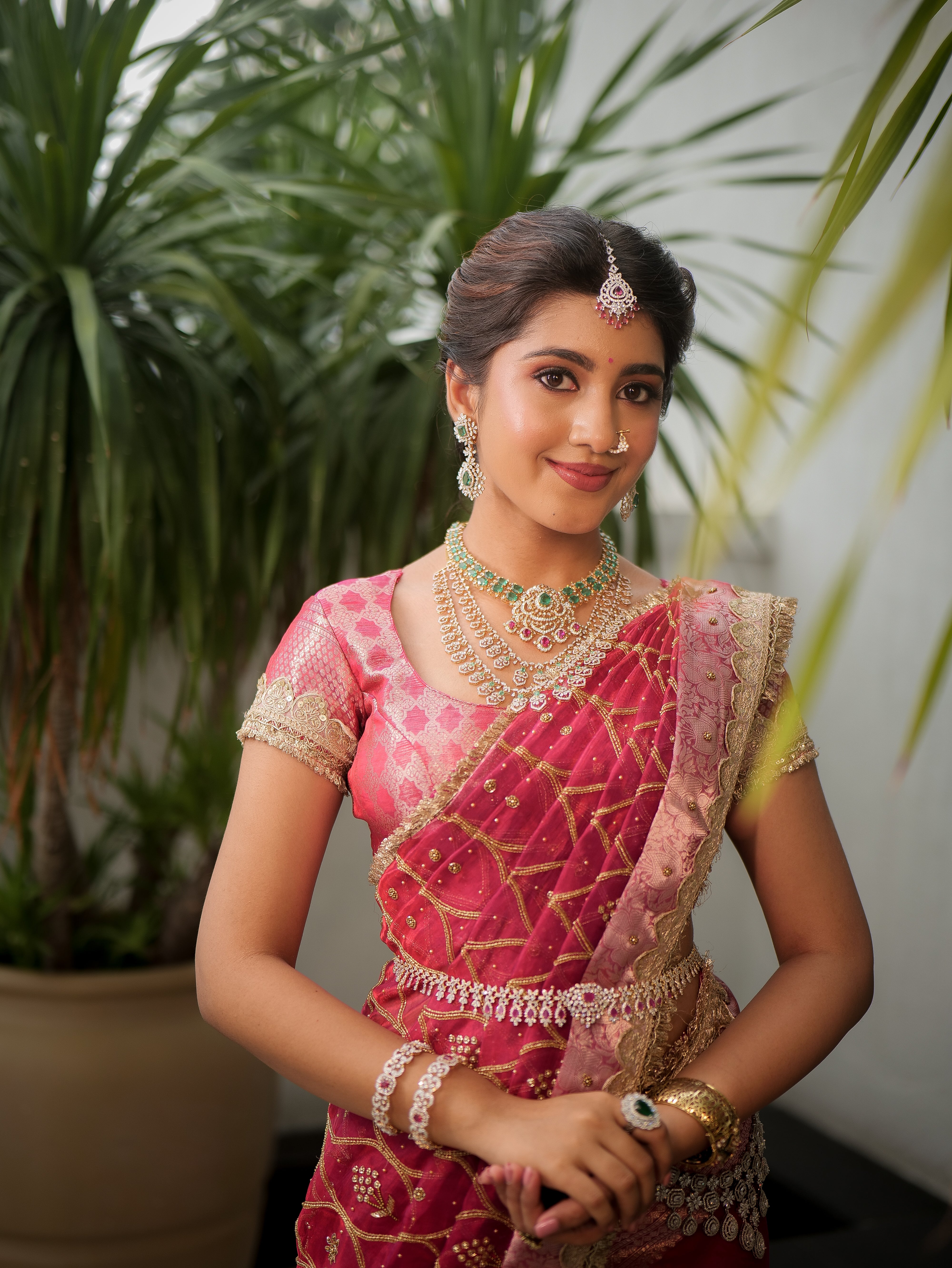 Anika's Banarasi Tissue silk saree-Rani Pink