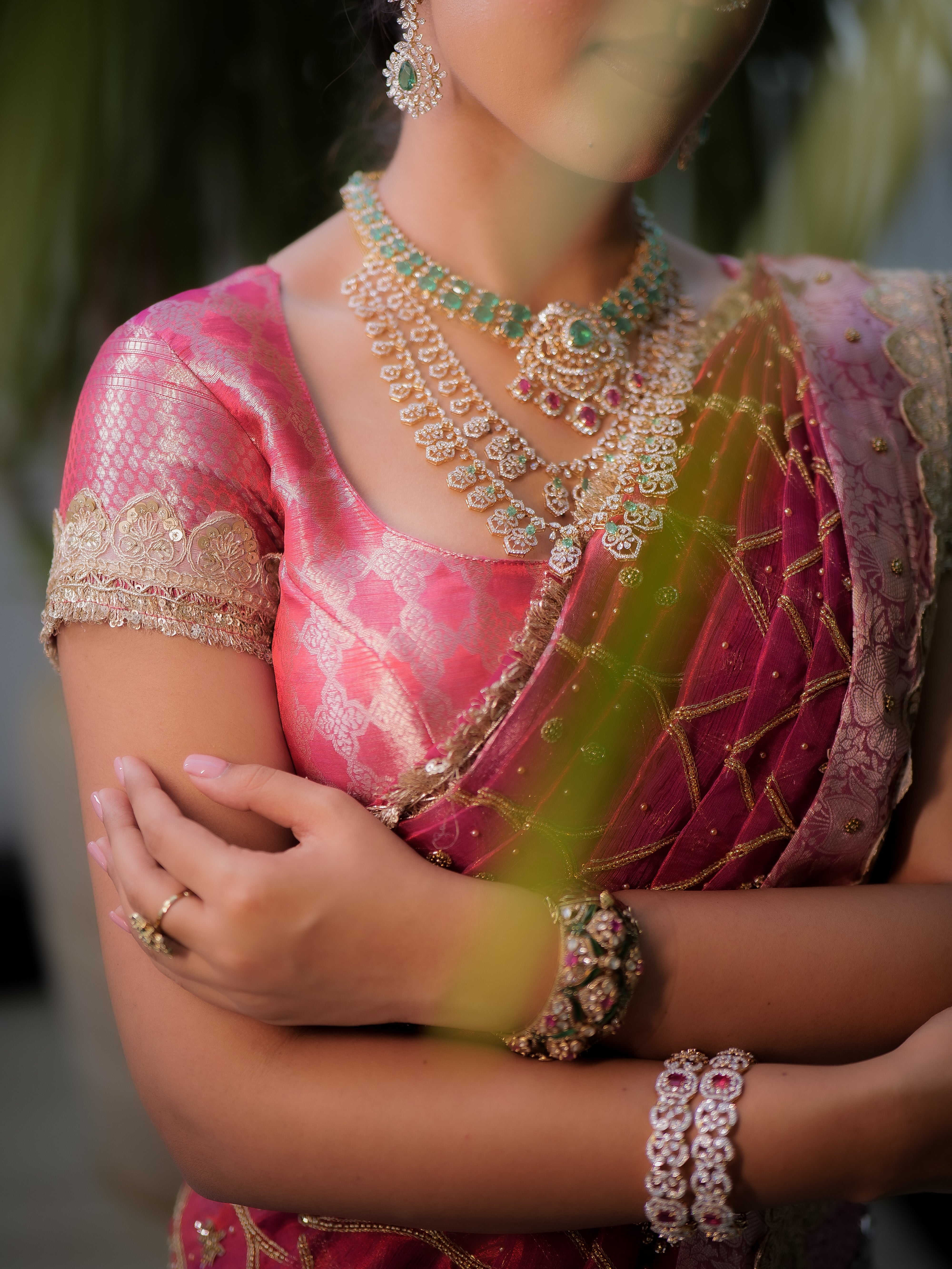 Anika's Banarasi Tissue silk saree-Rani Pink